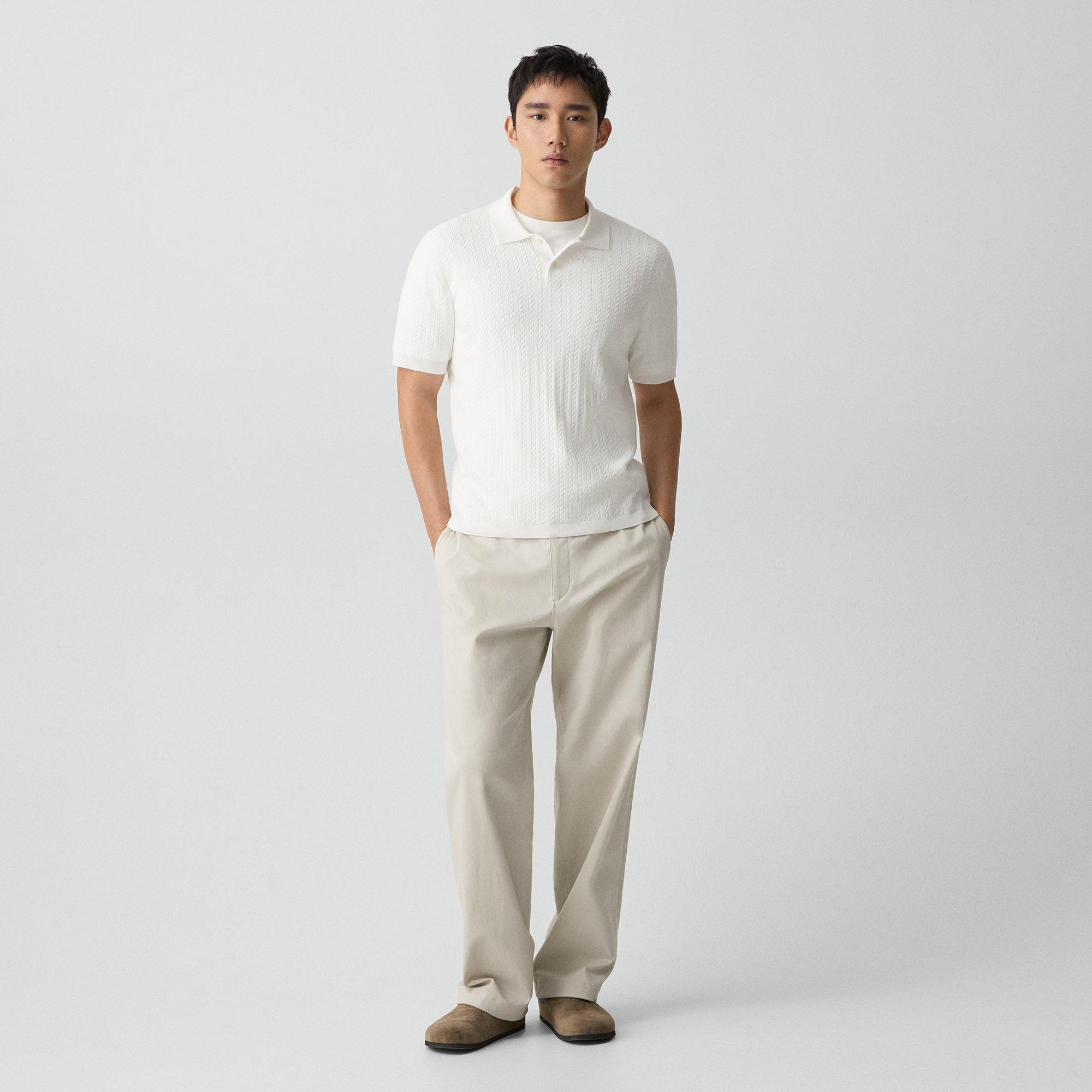 Soris Cable-Knit Polo Shirt in Light Bilen