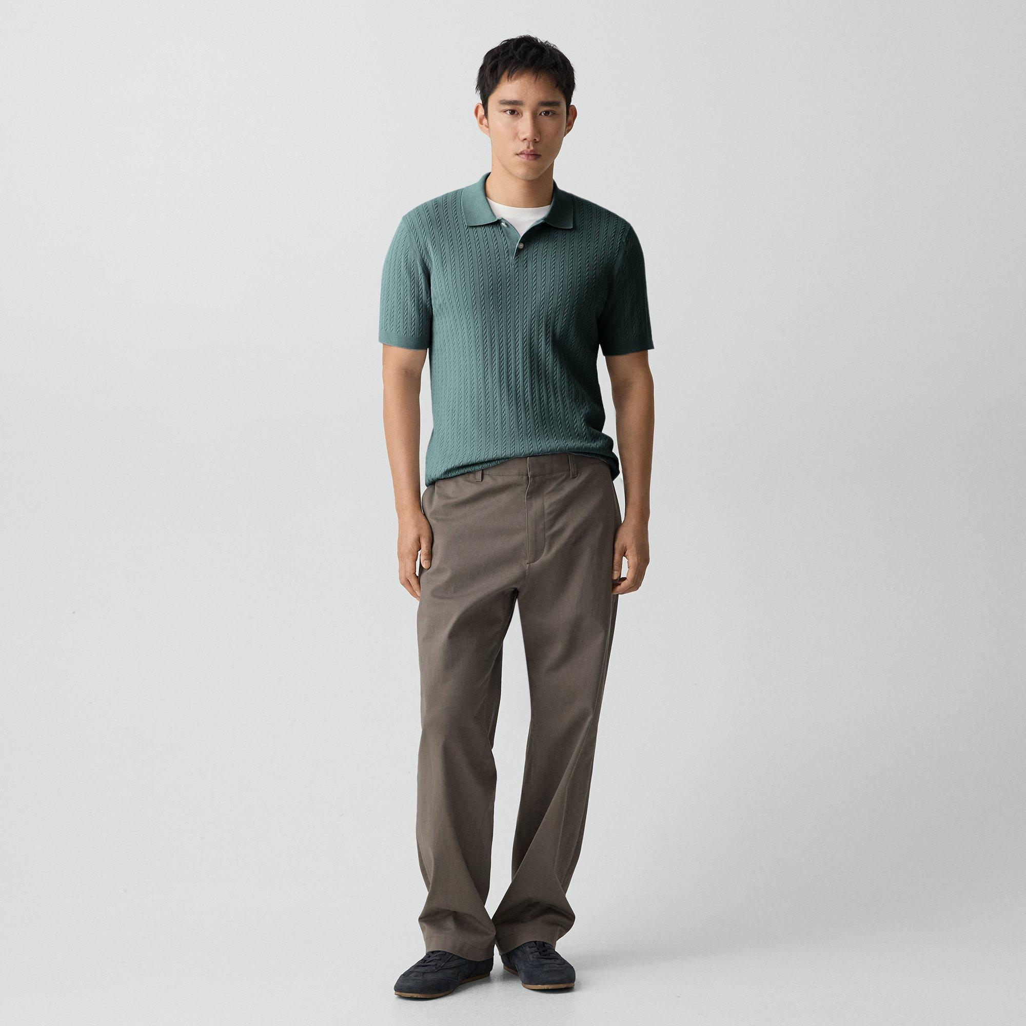 Soris Cable-Knit Polo Shirt in Light Bilen