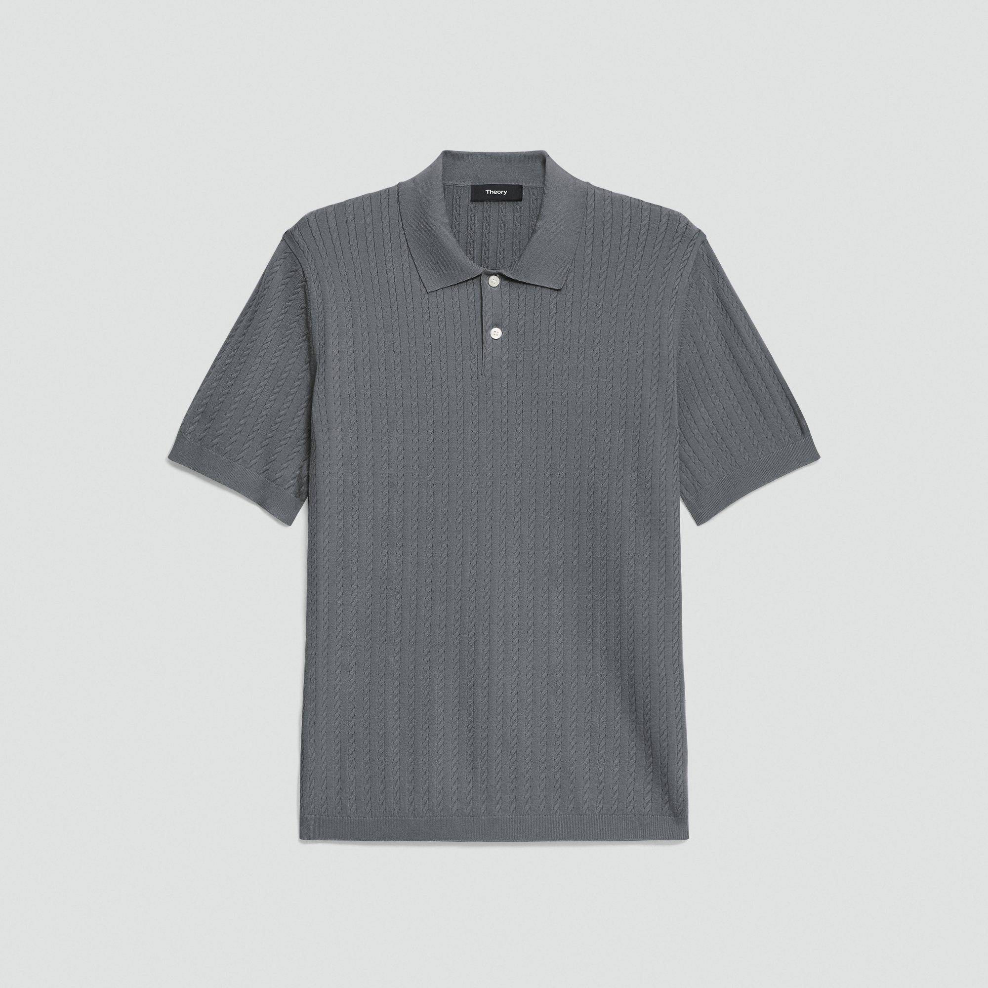 Soris Cable-Knit Polo Shirt in Light Bilen