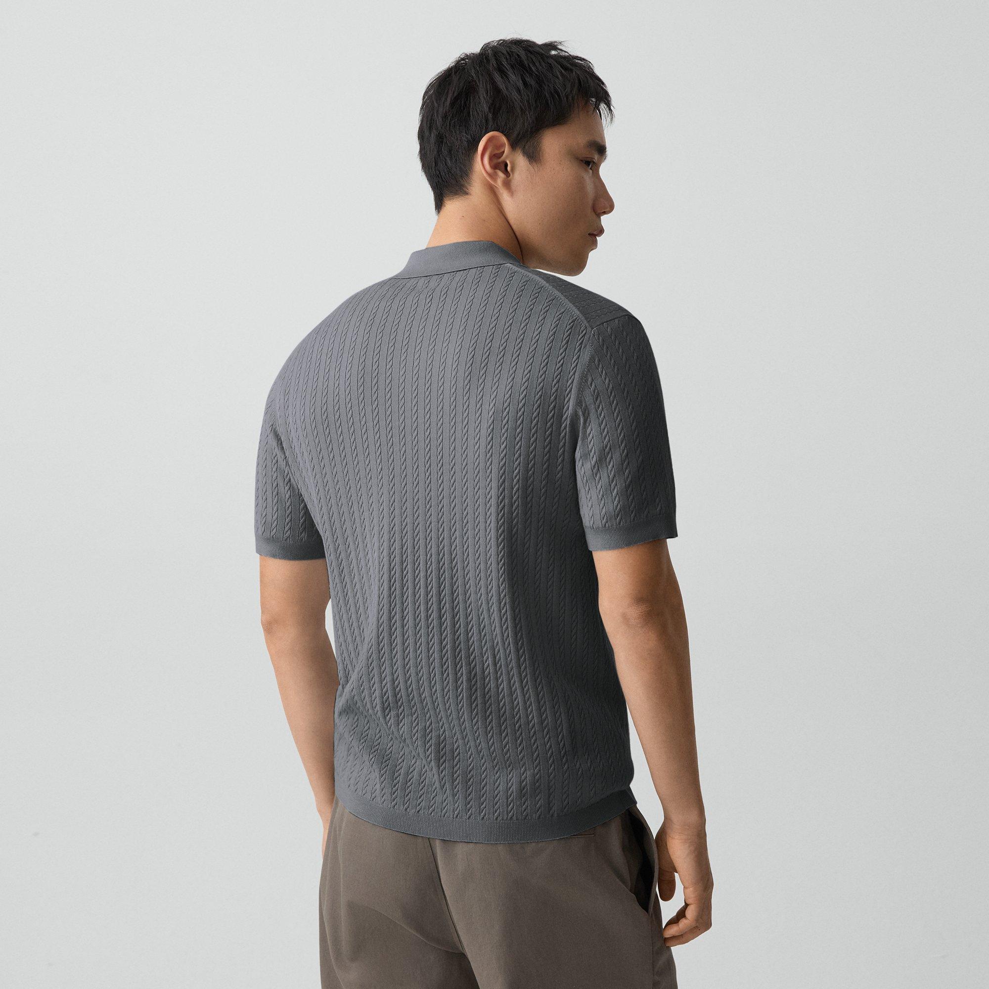 Soris Cable-Knit Polo Shirt in Light Bilen
