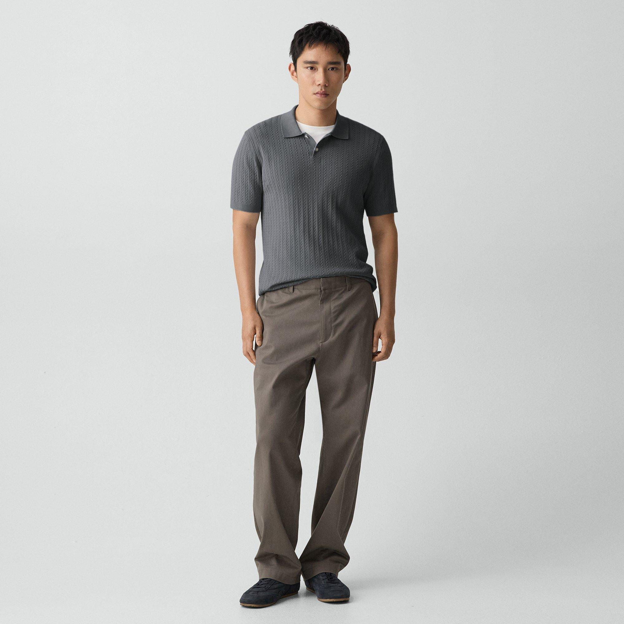 Soris Cable-Knit Polo Shirt in Light Bilen