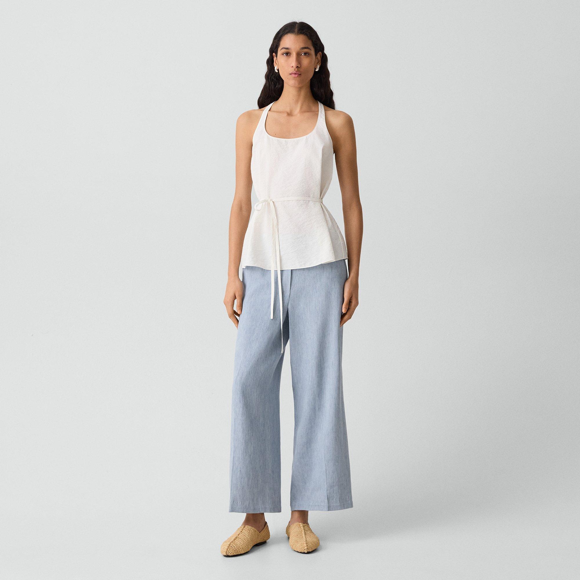 Haltertop mit G&uuml;rtel aus weicher Seide