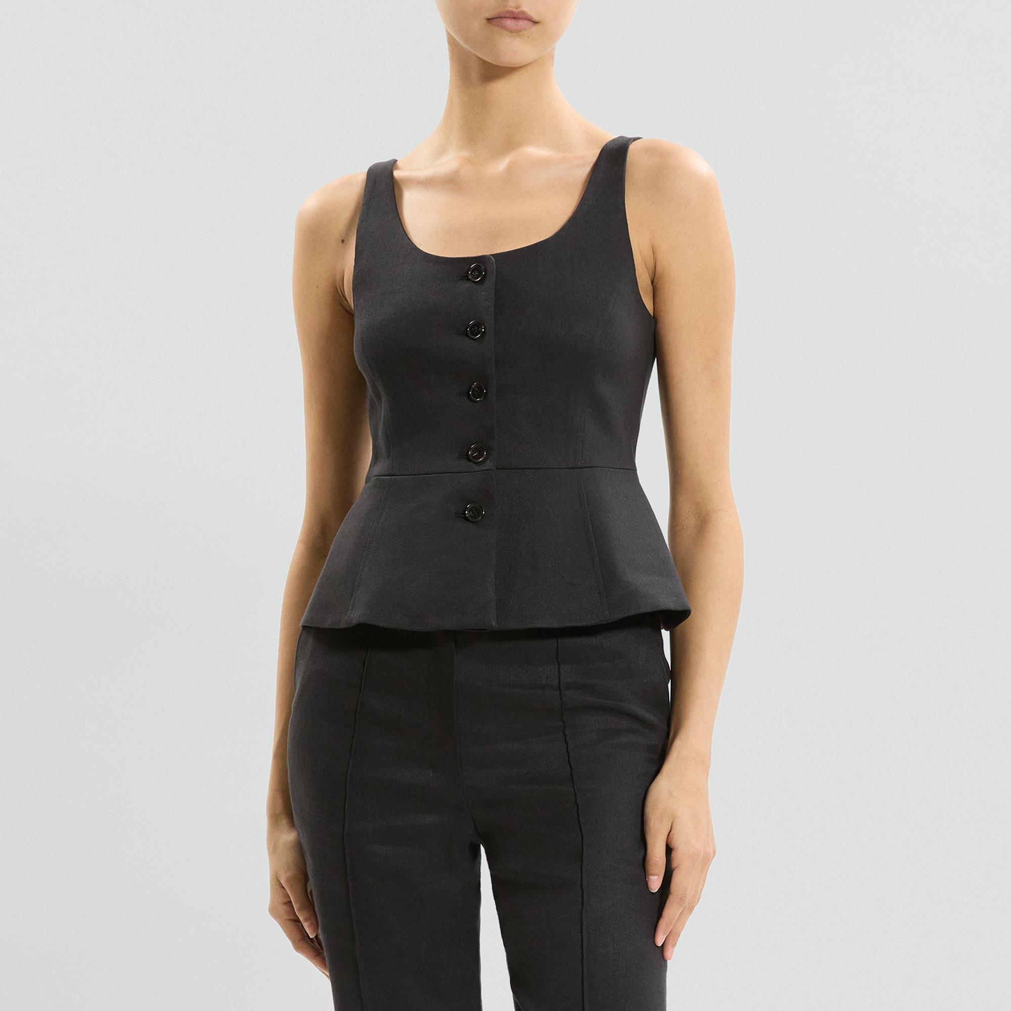 Peplum Vest in Linen-Viscose
