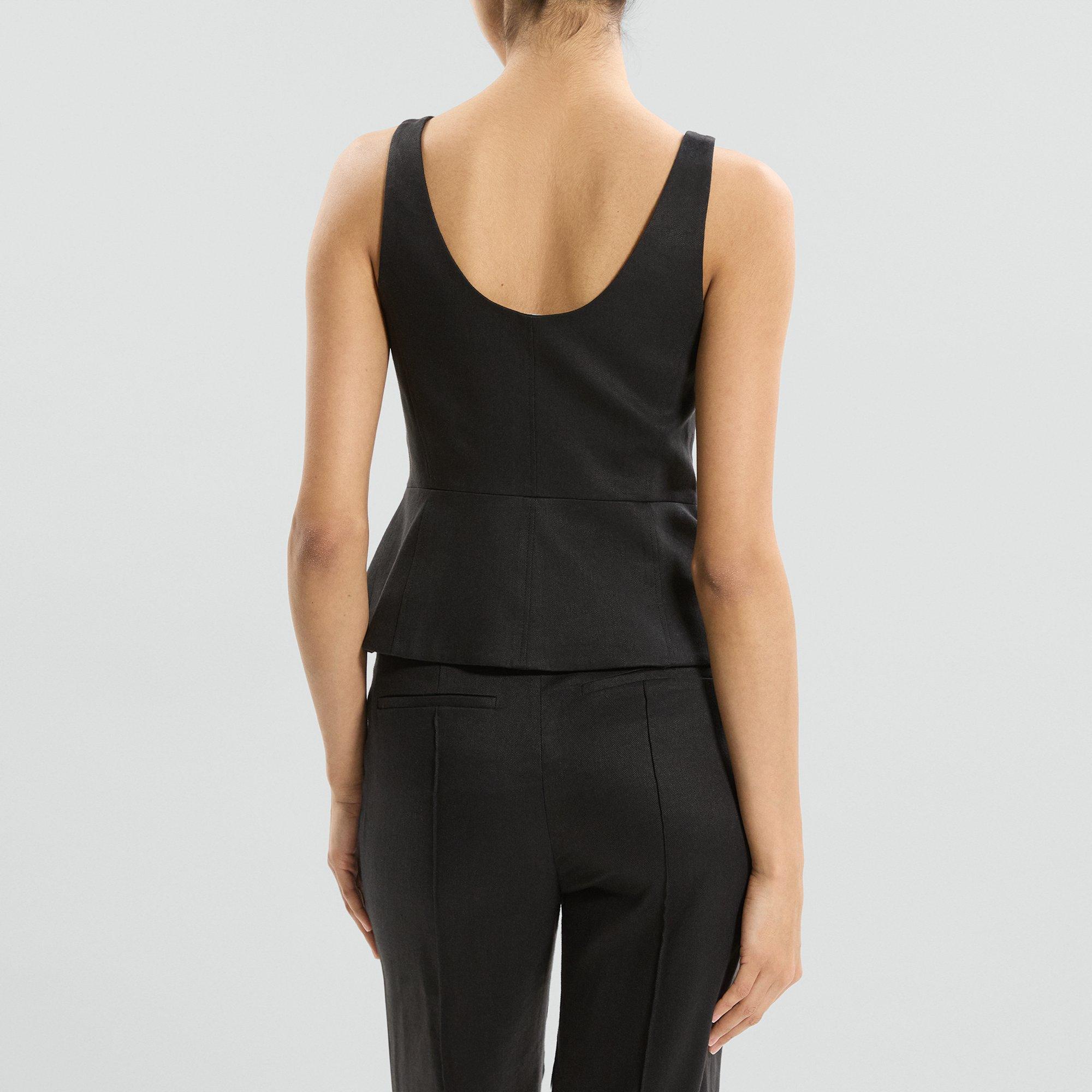 Peplum Vest in Linen-Viscose