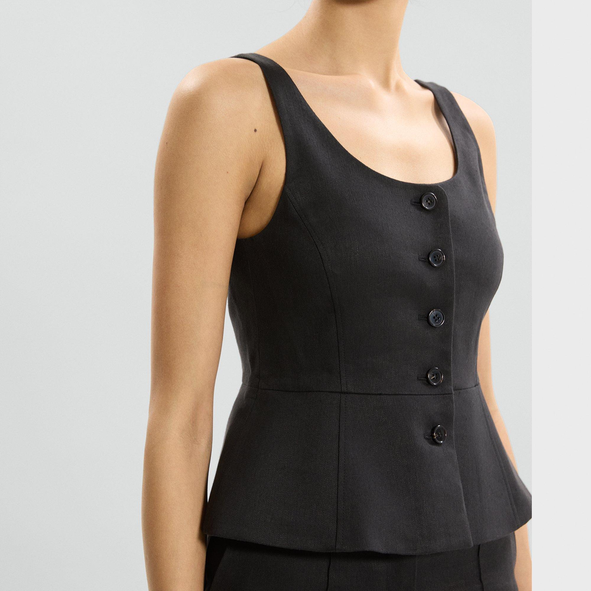 Peplum Vest in Linen-Viscose