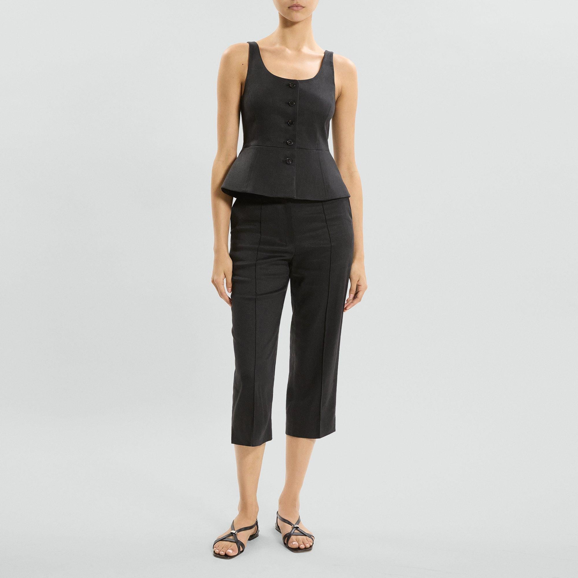 Peplum Vest in Linen-Viscose