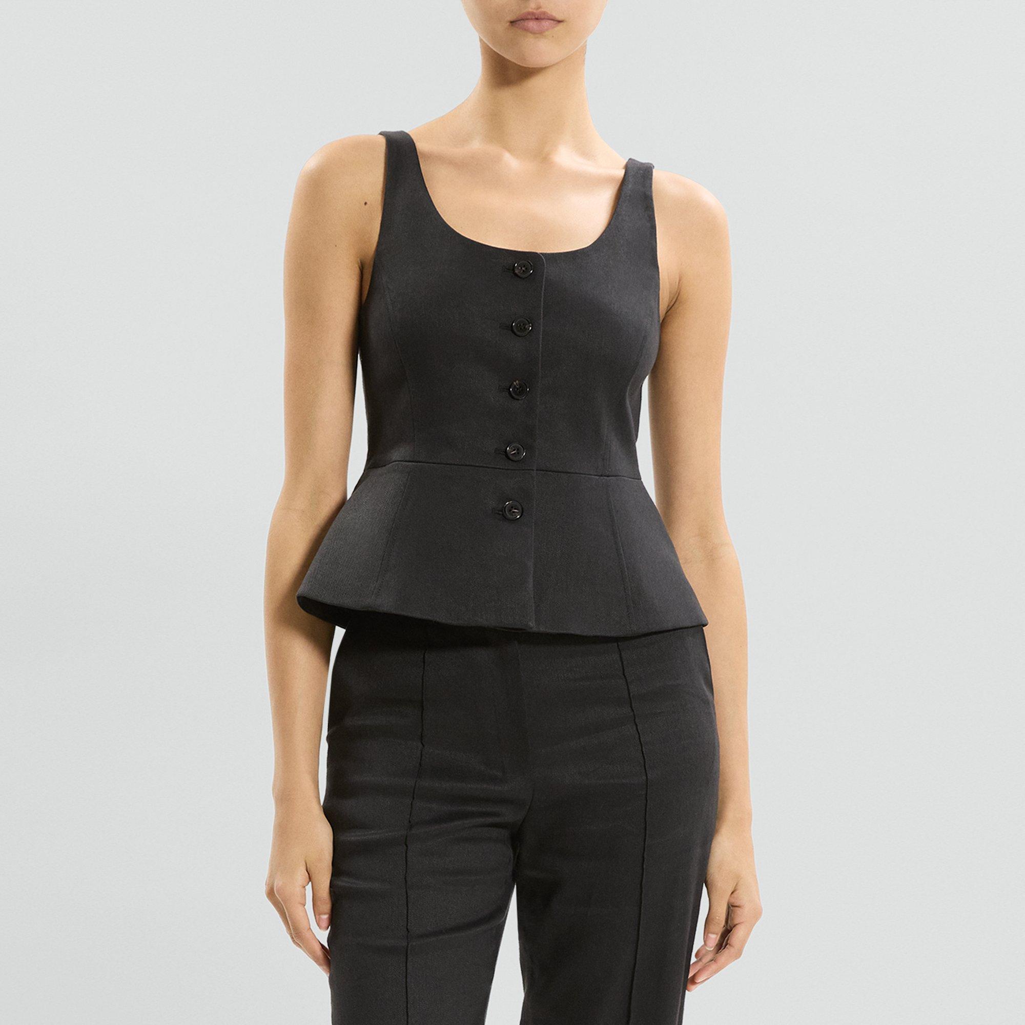 Peplum Vest in Linen-Viscose