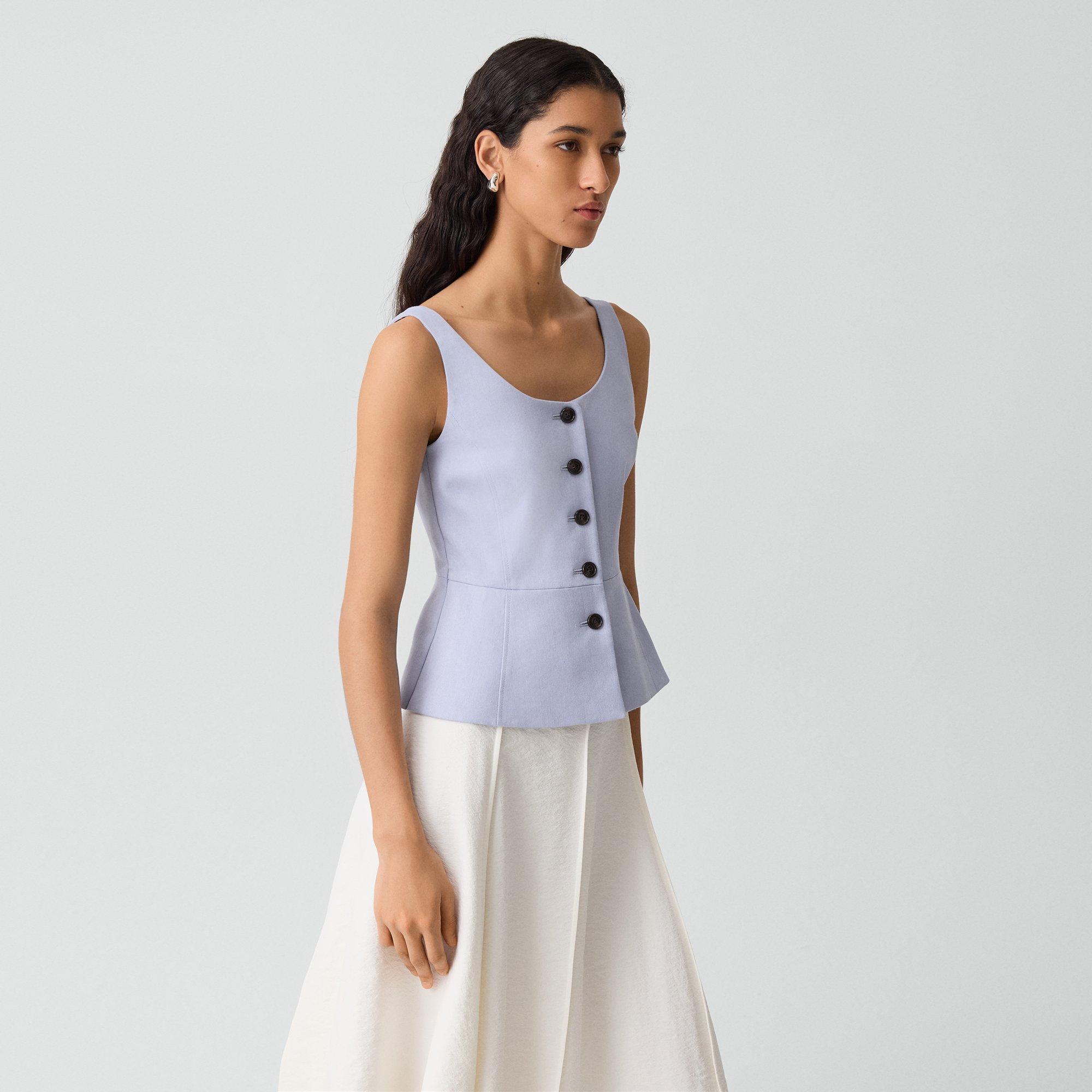 Peplum Vest in Linen-Viscose