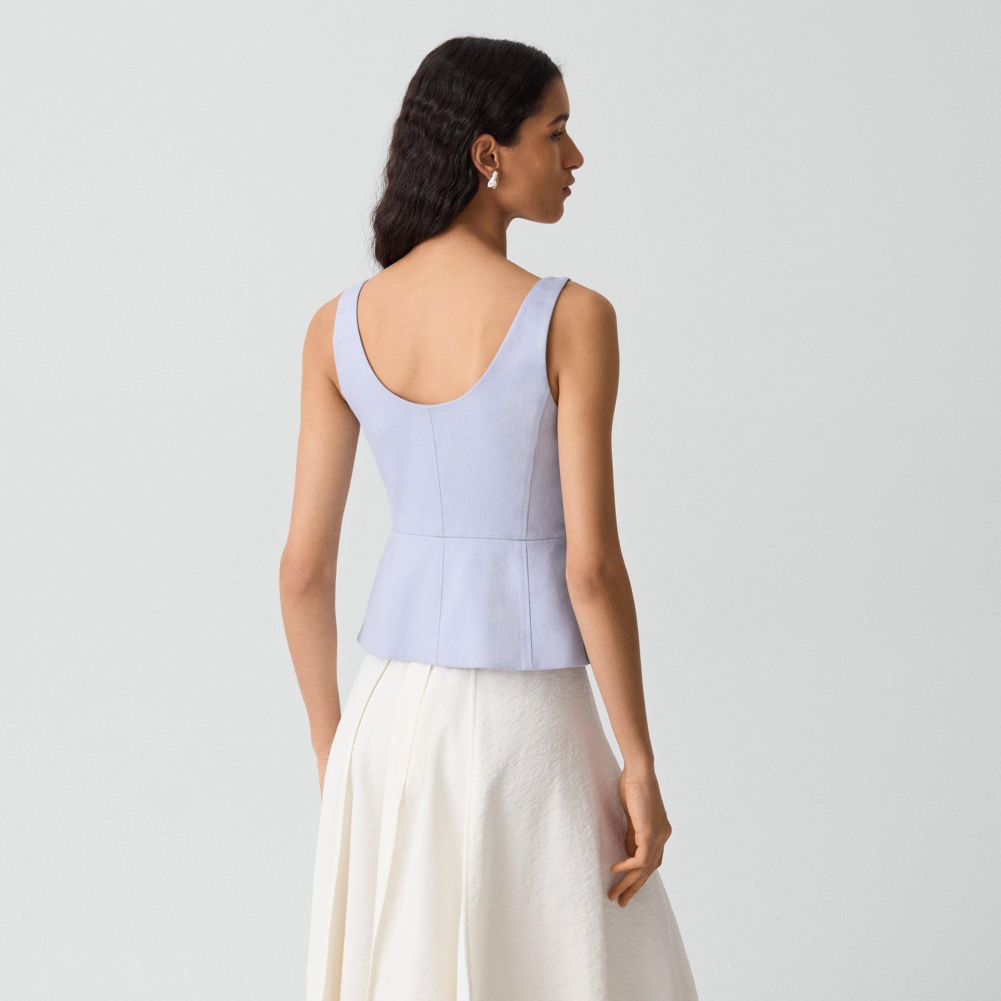 Peplum Vest in Linen-Viscose