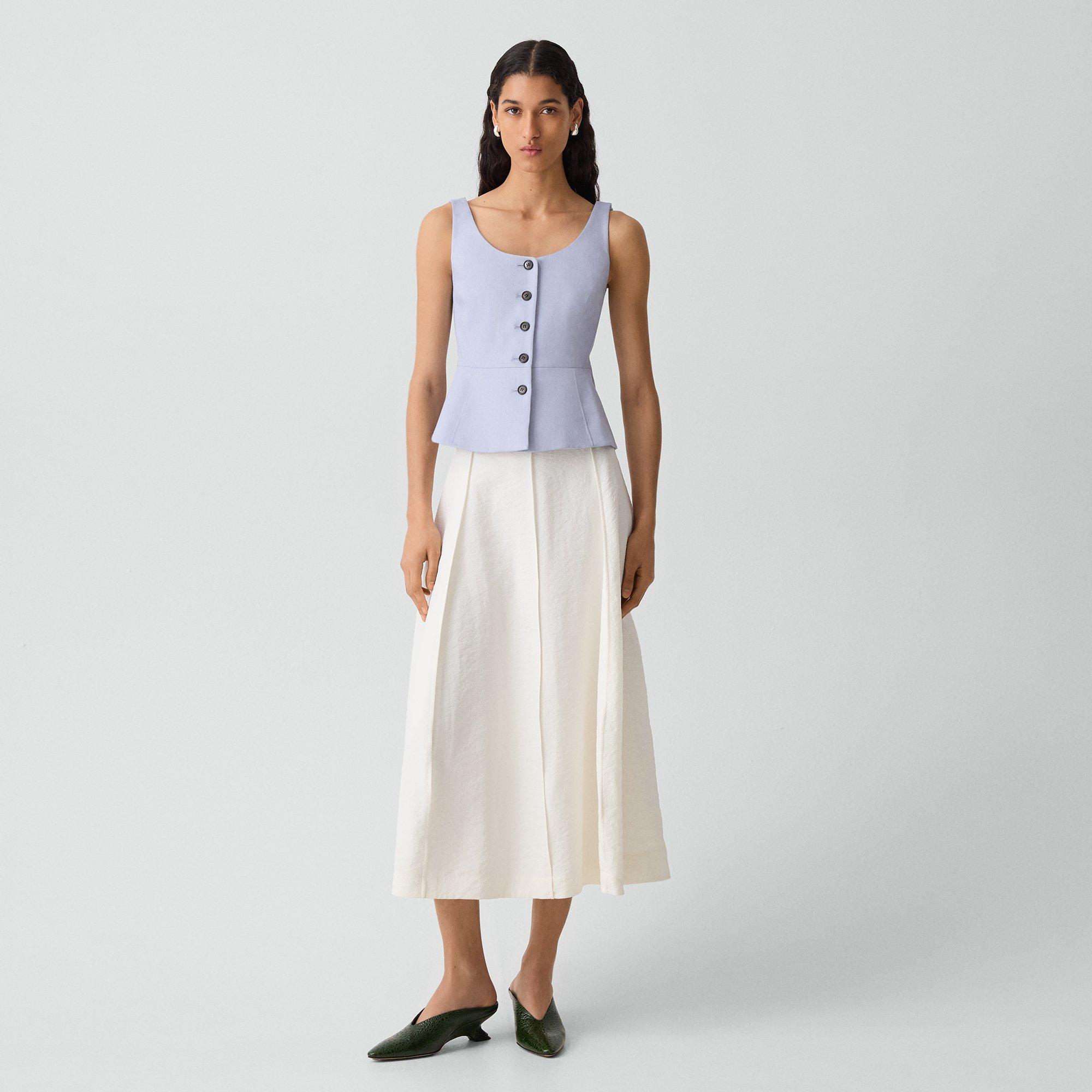 Peplum Vest in Linen-Viscose