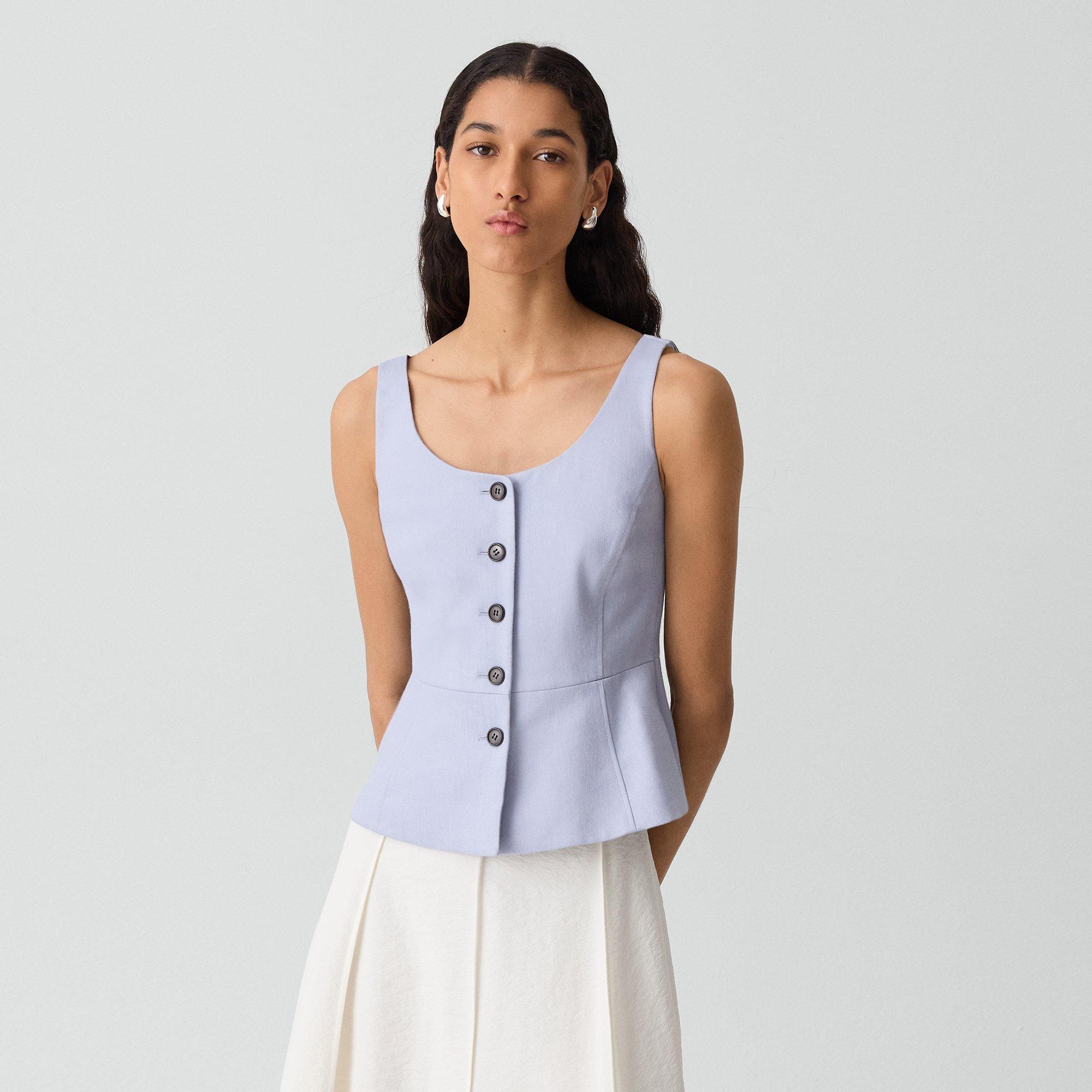 Peplum Vest in Linen-Viscose