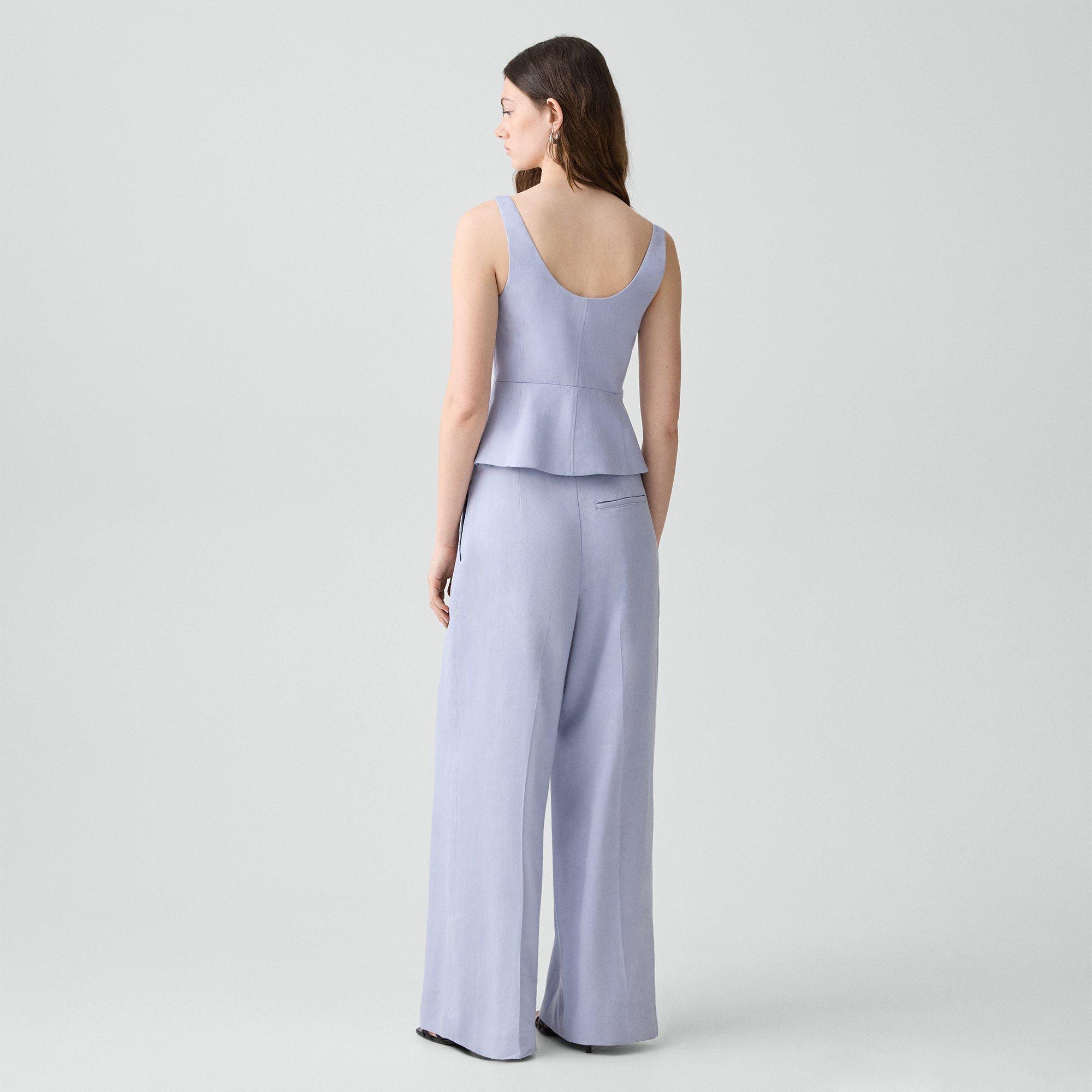 Pleated Wide-Leg Pant in Linen-Viscose