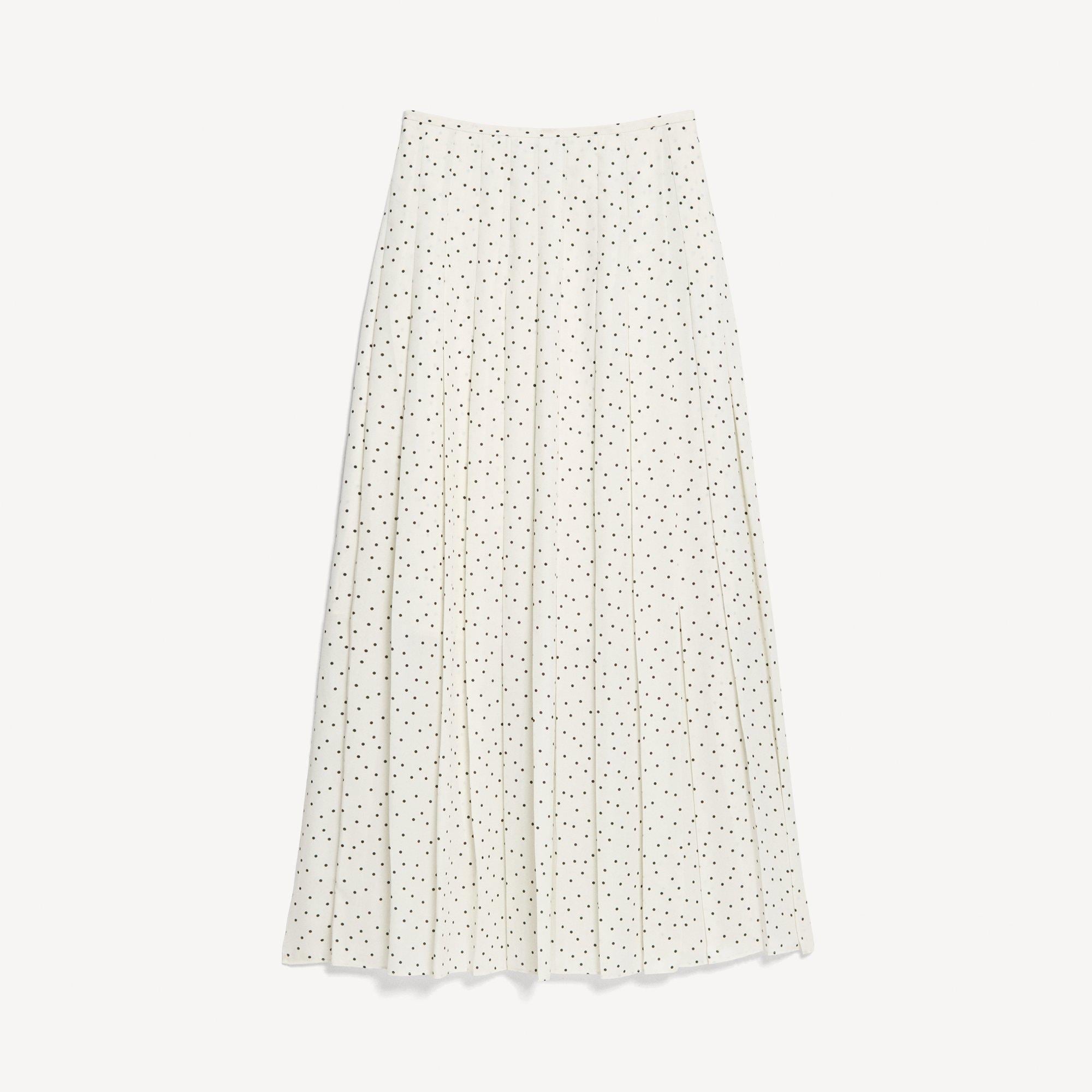 Pleated Wrap Skirt in Polka Dot Georgette
