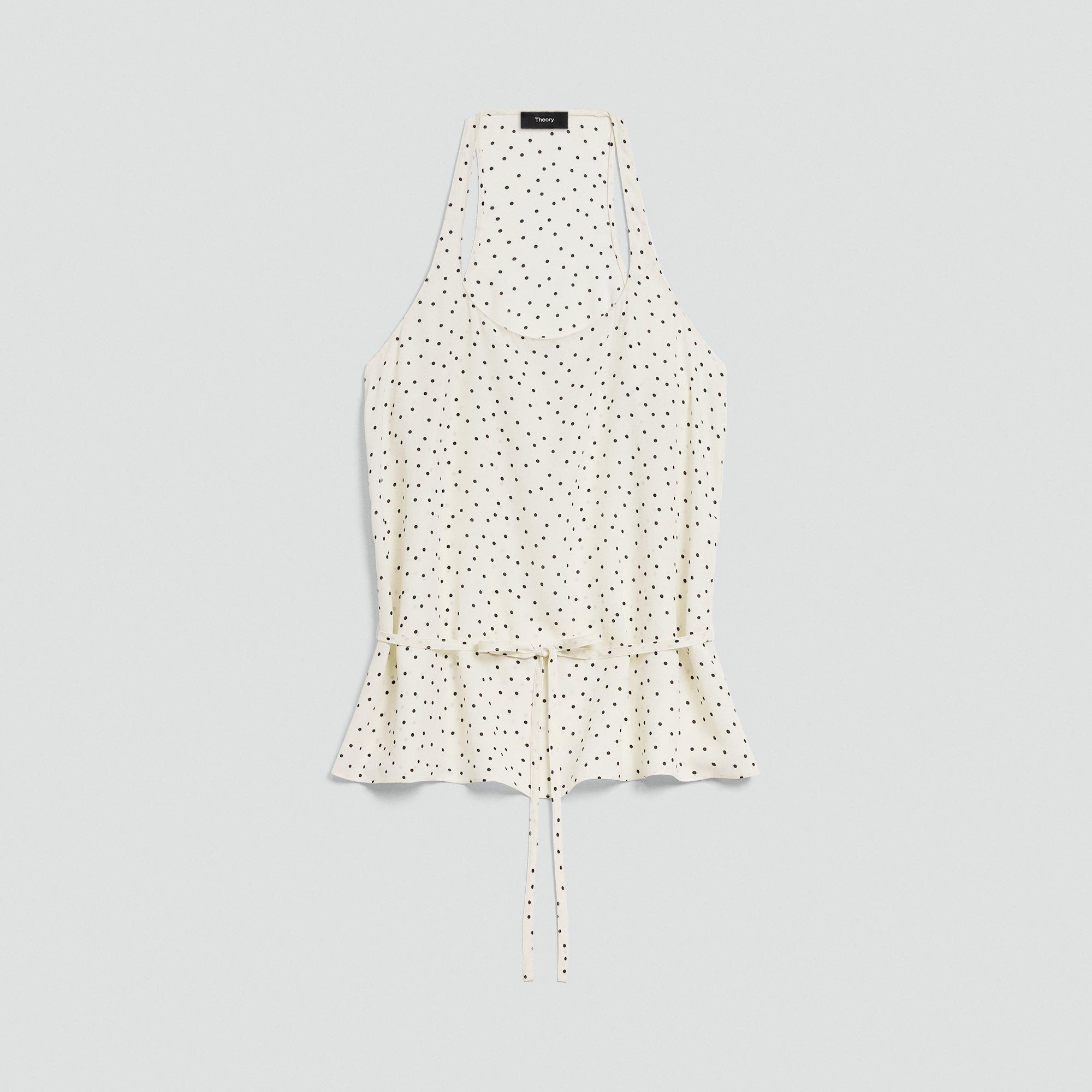 Belted Halter Top in Polka Dot Georgette