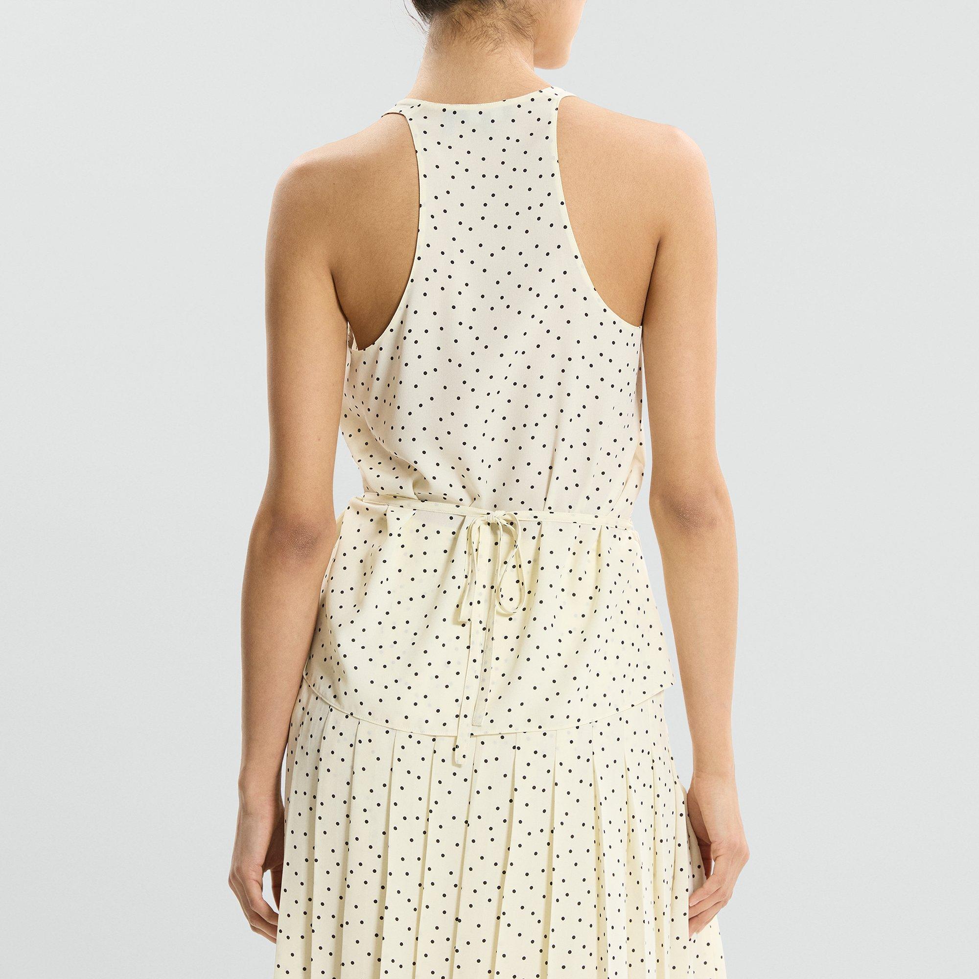 Belted Halter Top in Polka Dot Georgette