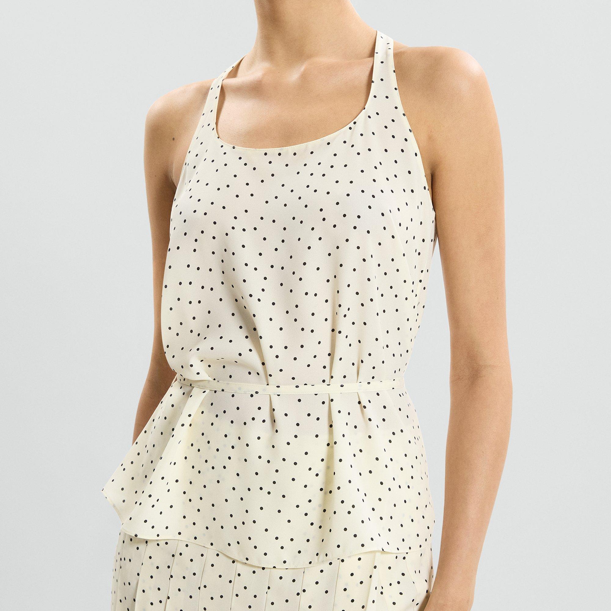 Belted Halter Top in Polka Dot Georgette