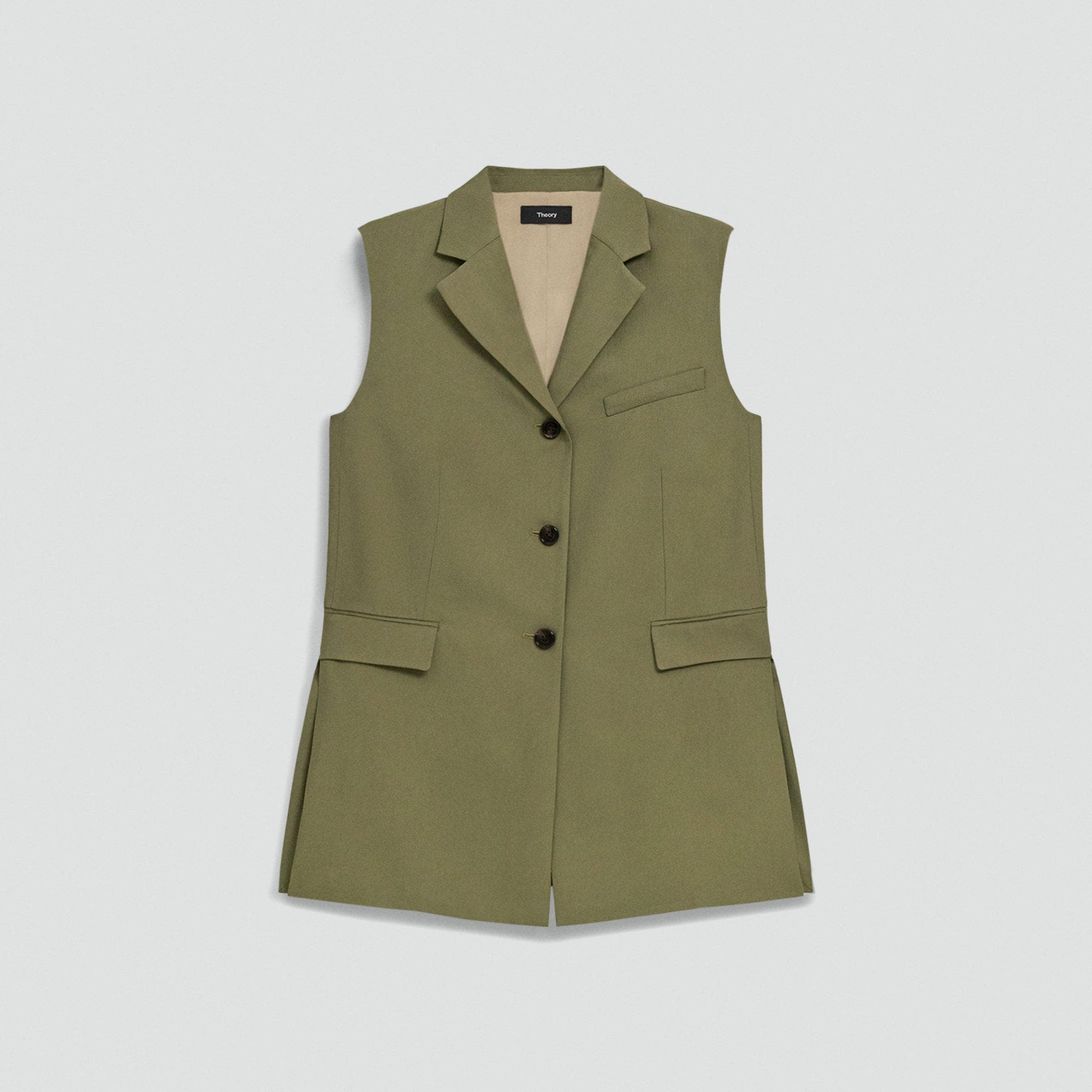 Vented Vest in Washed Twill