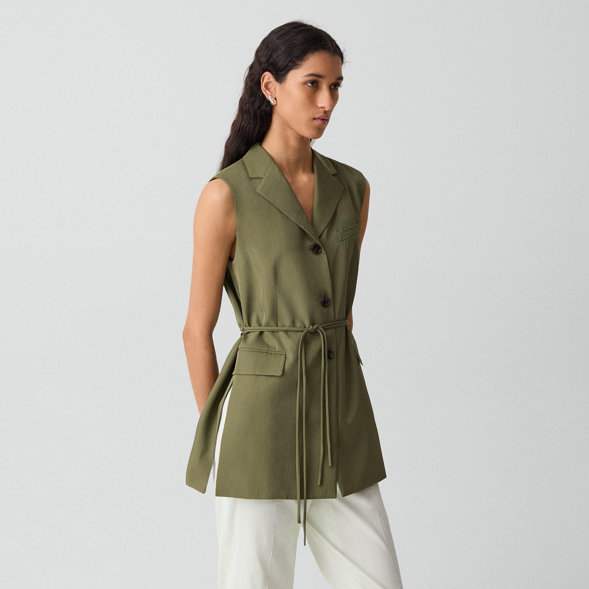 Vented Vest in Washed Twill