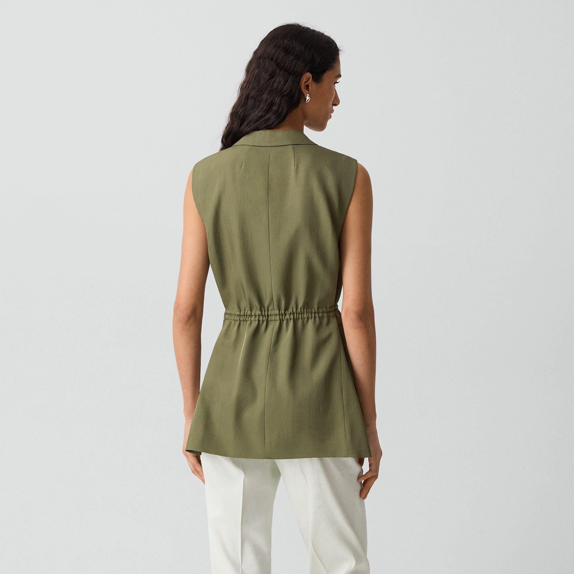 Vented Vest in Washed Twill