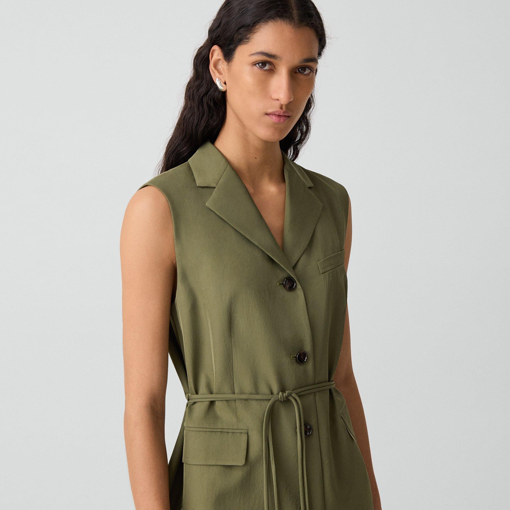 Vented Vest in Washed Twill
