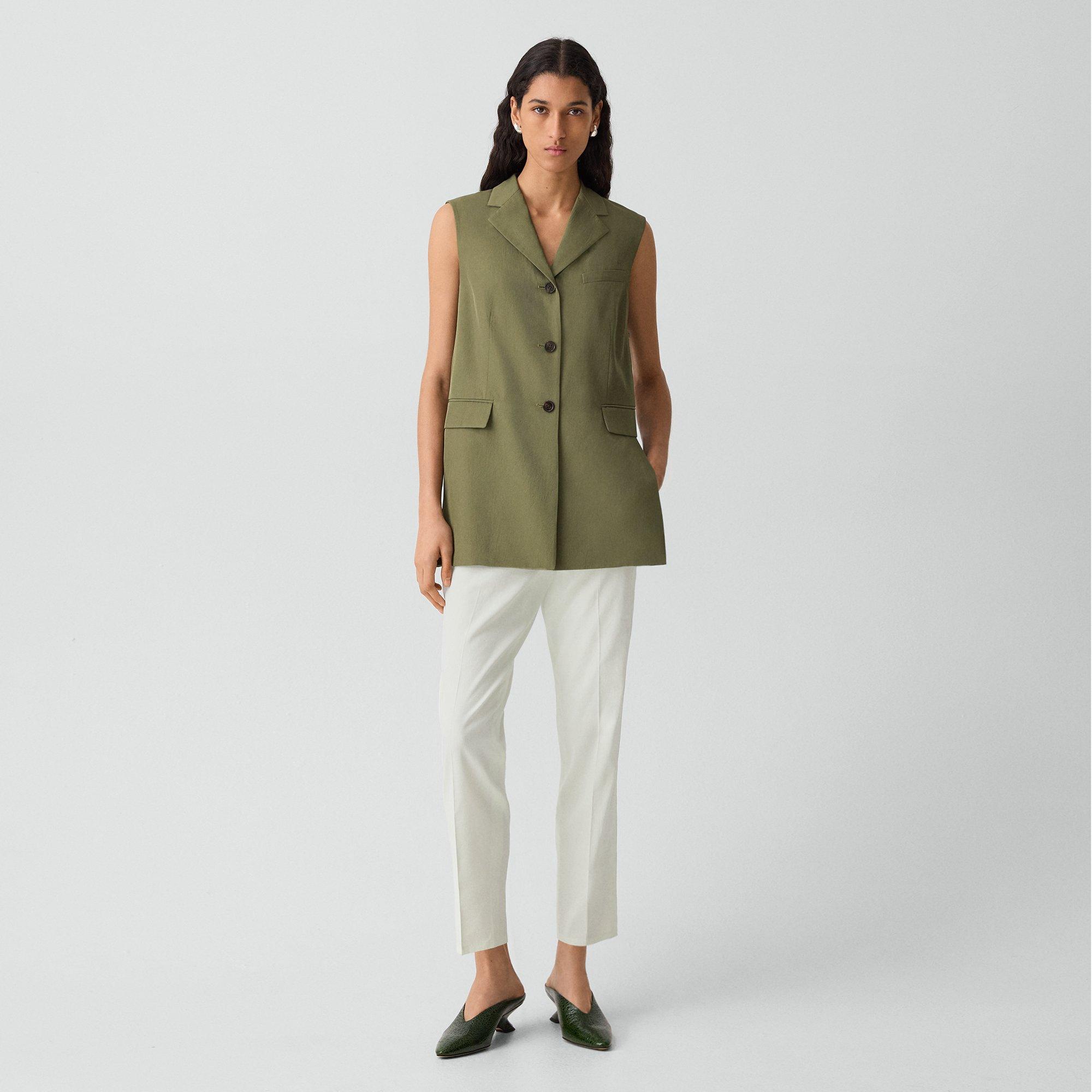 Vented Vest in Washed Twill