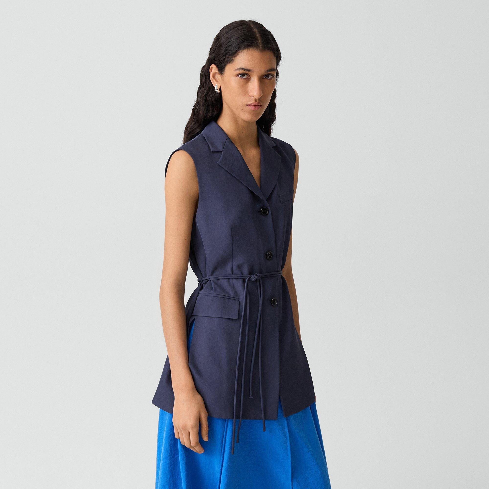 Vented Vest in Washed Twill