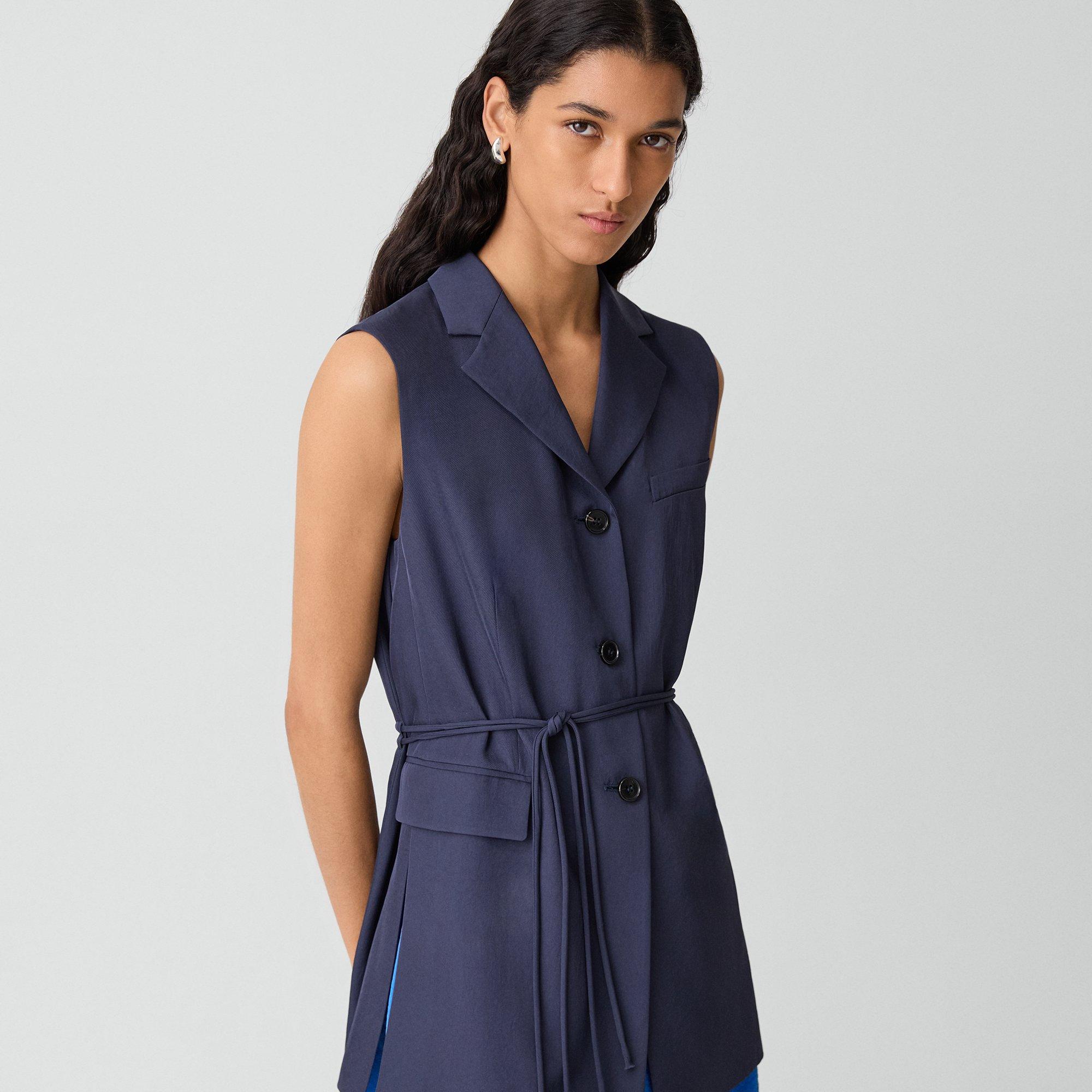 Vented Vest in Washed Twill