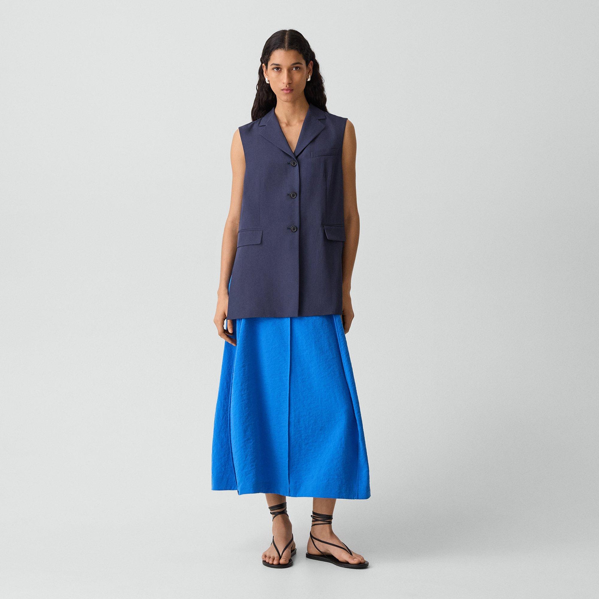 Vented Vest in Washed Twill