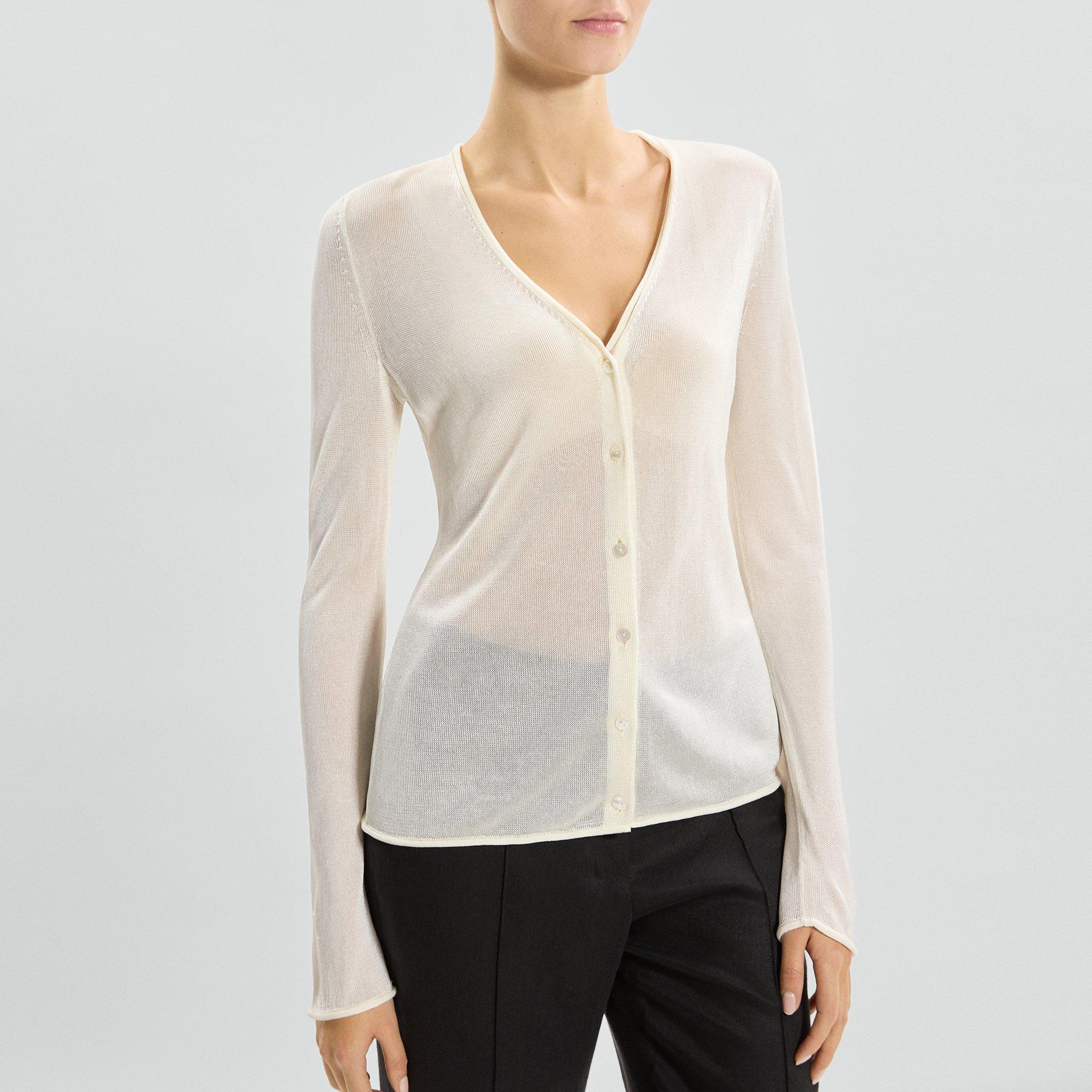 Semi-Sheer Cardigan in Lustrous Viscose