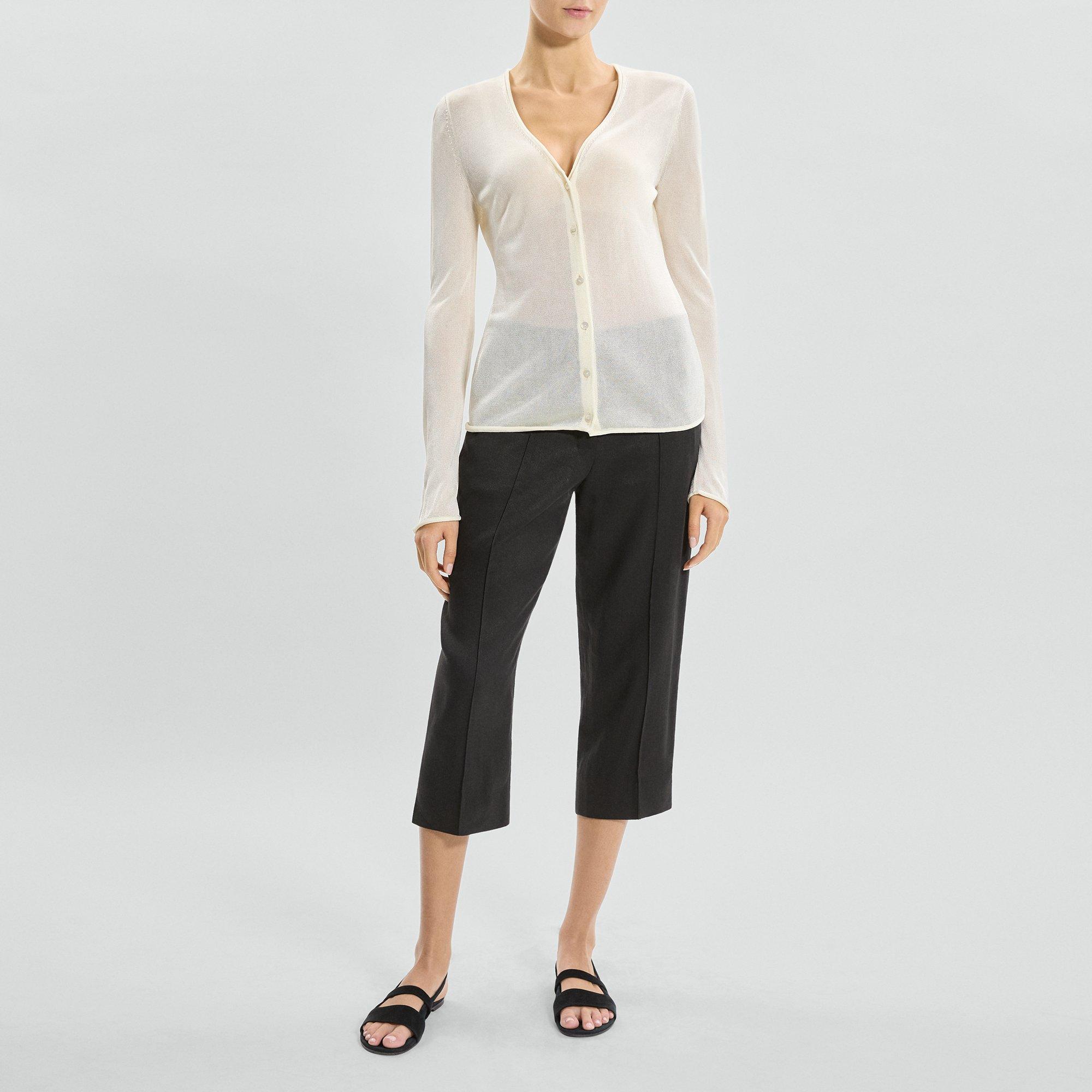 Semi-Sheer Cardigan in Lustrous Viscose