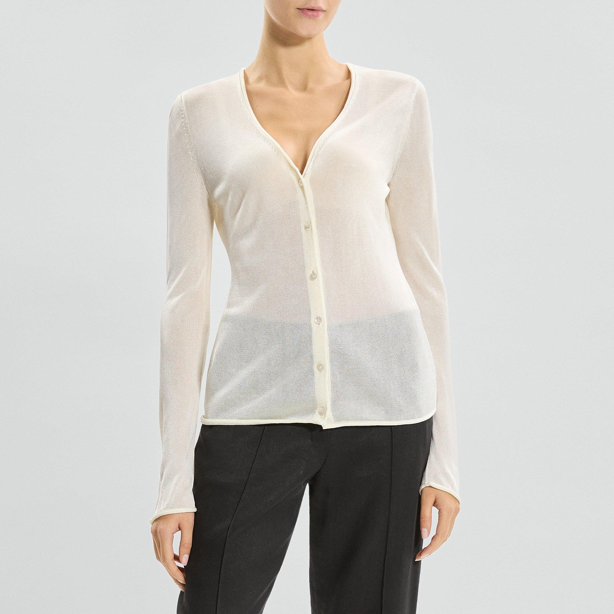 Semi-Sheer Cardigan in Lustrous Viscose