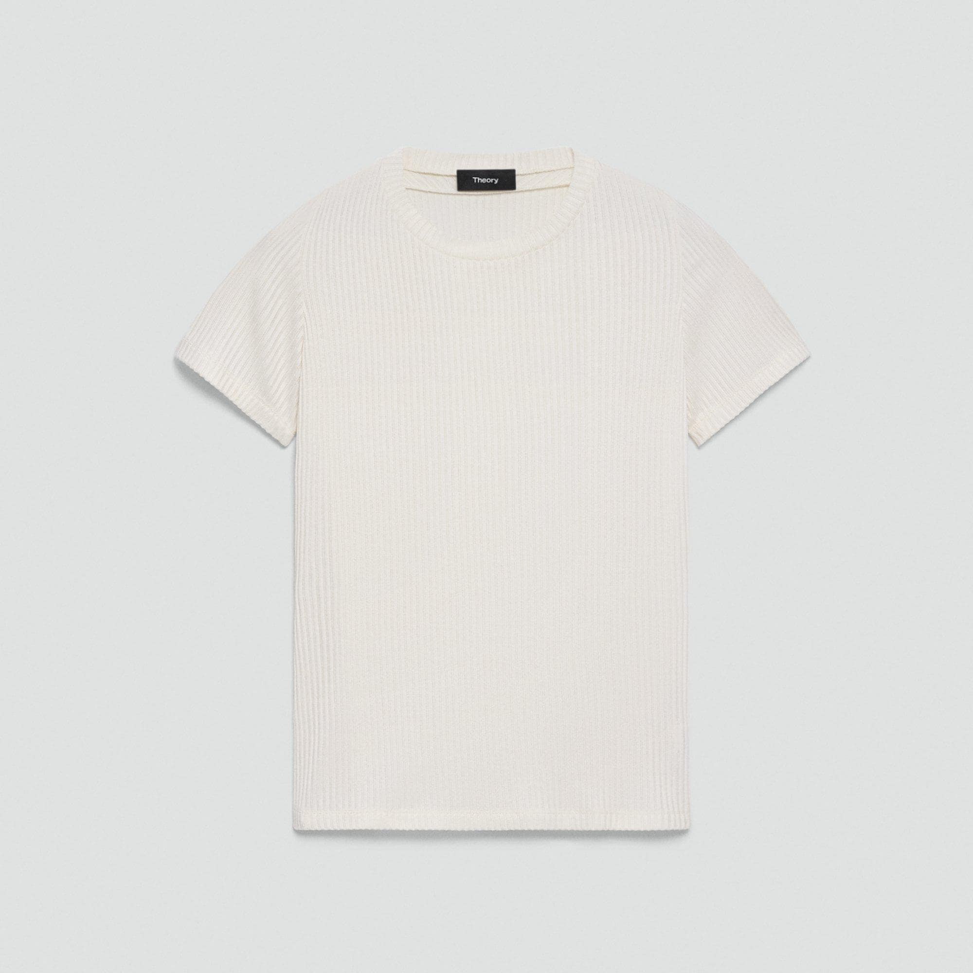 Shrunken Crewneck Tee in Ribbed Cotton-Blend