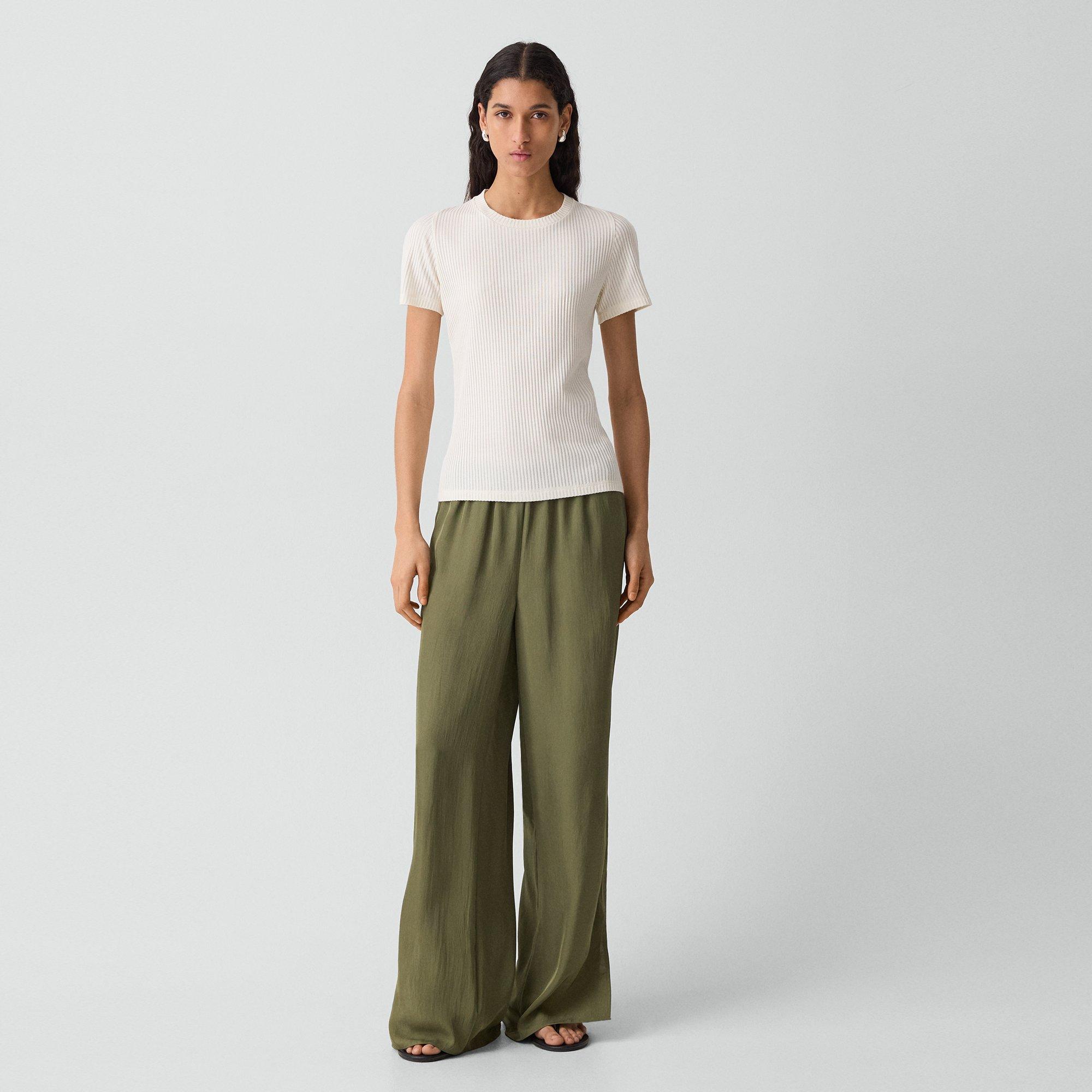 Shrunken Crewneck Tee in Ribbed Cotton-Blend