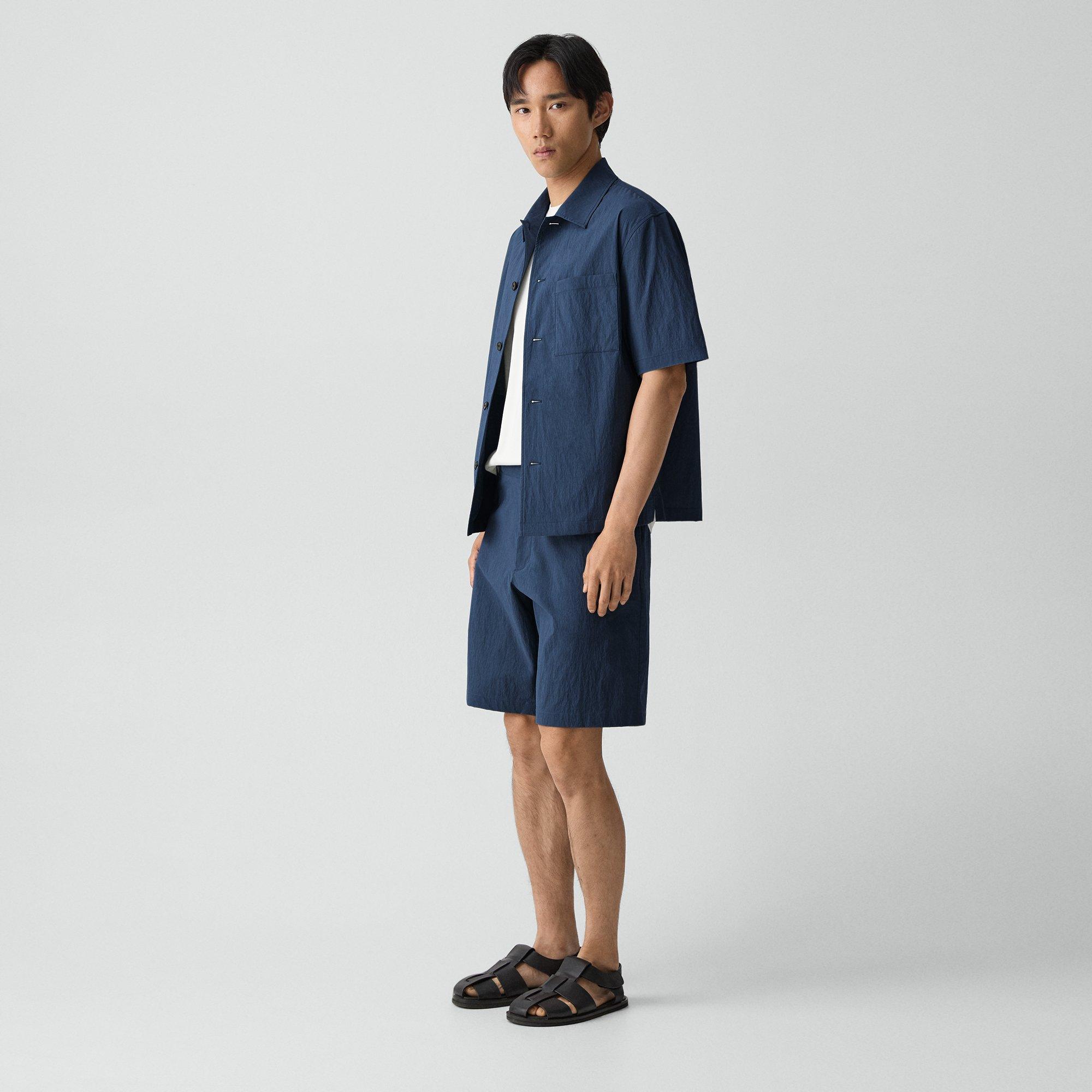 Drawstring Short in Textured Nylon
