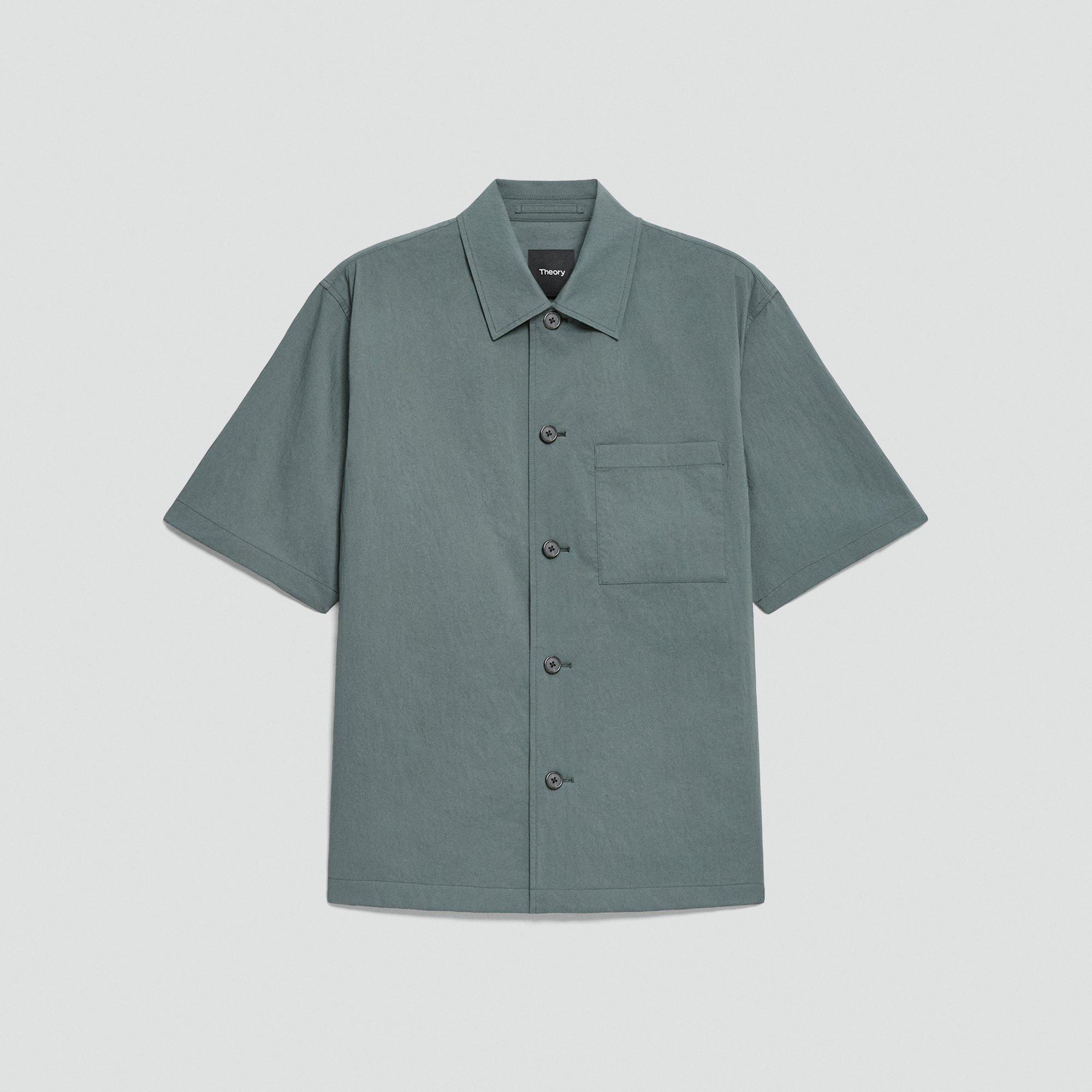 Short-Sleeve Overshirt in Textured Nylon