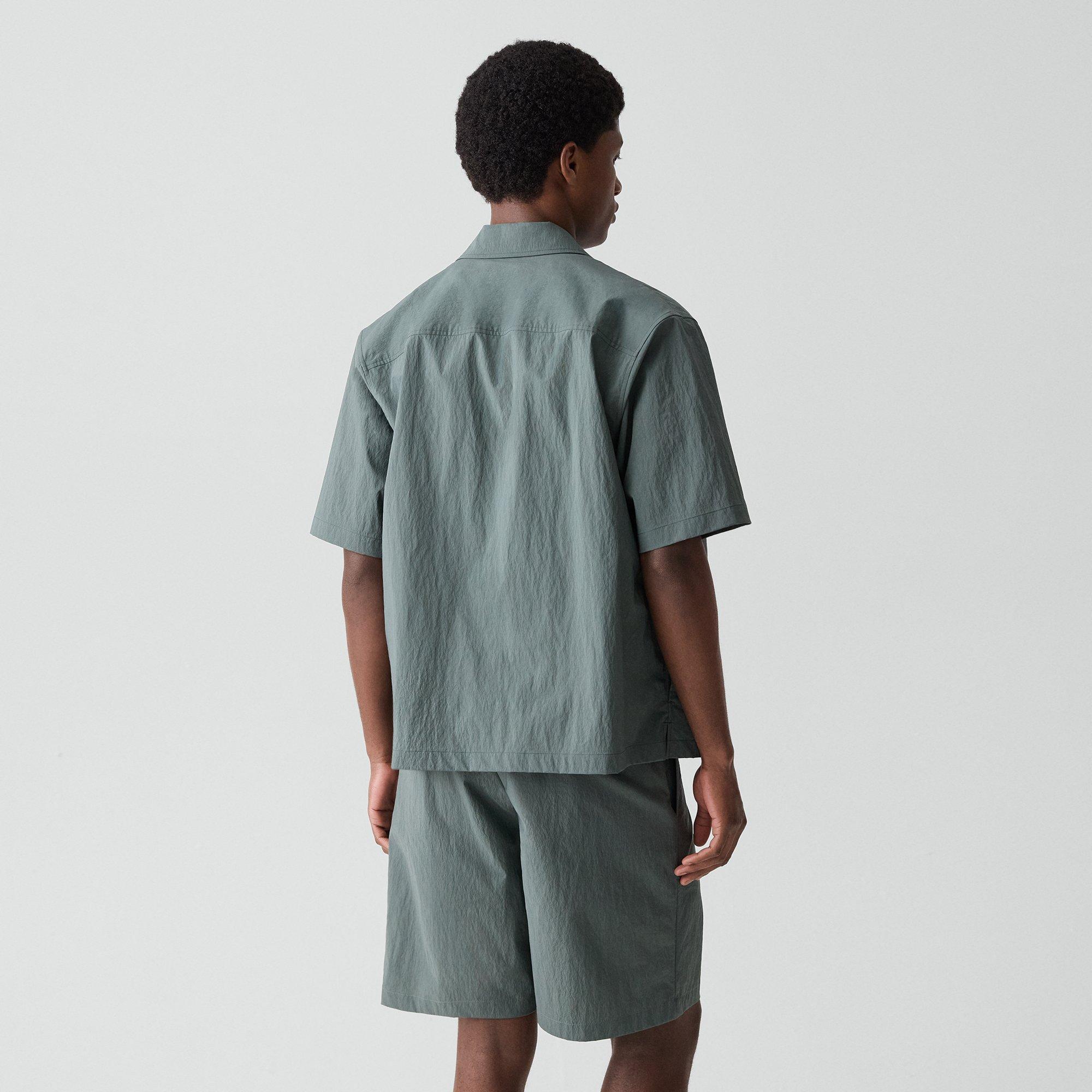 Short-Sleeve Overshirt in Textured Nylon