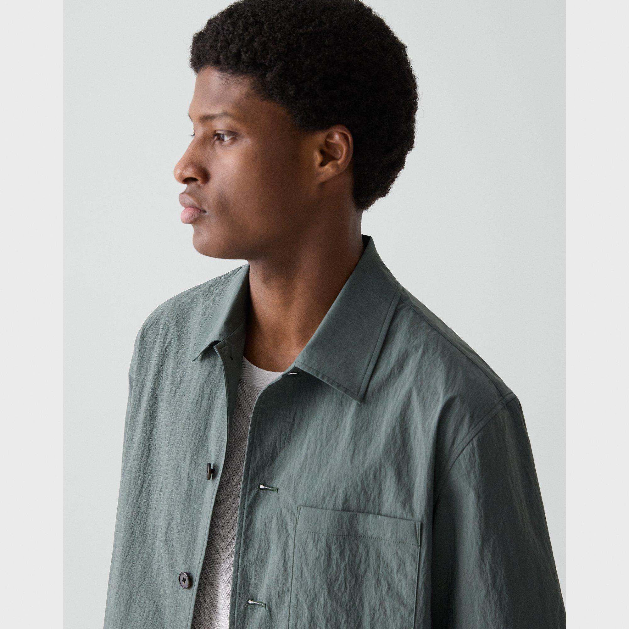 Short-Sleeve Overshirt in Textured Nylon