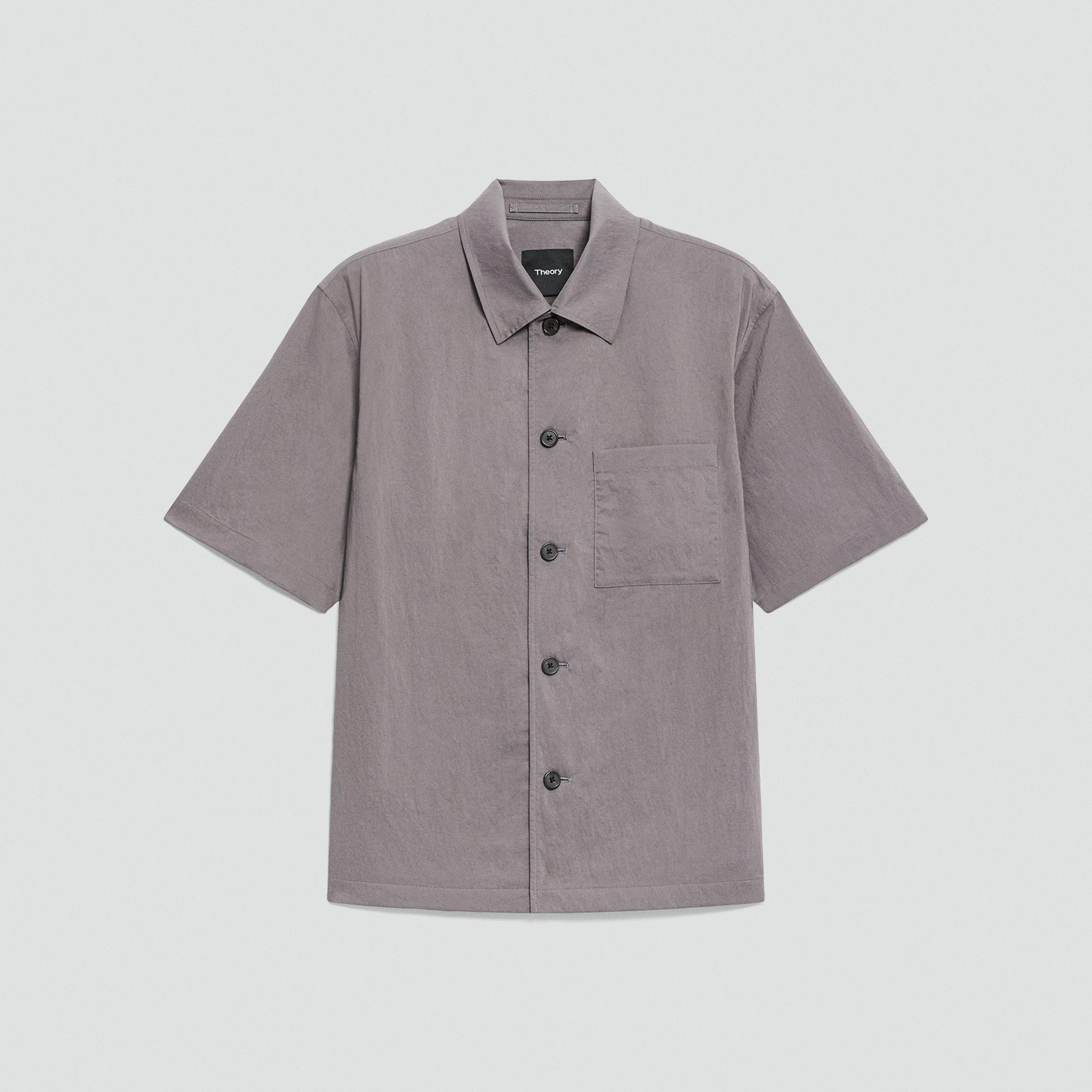 Short-Sleeve Overshirt in Textured Nylon