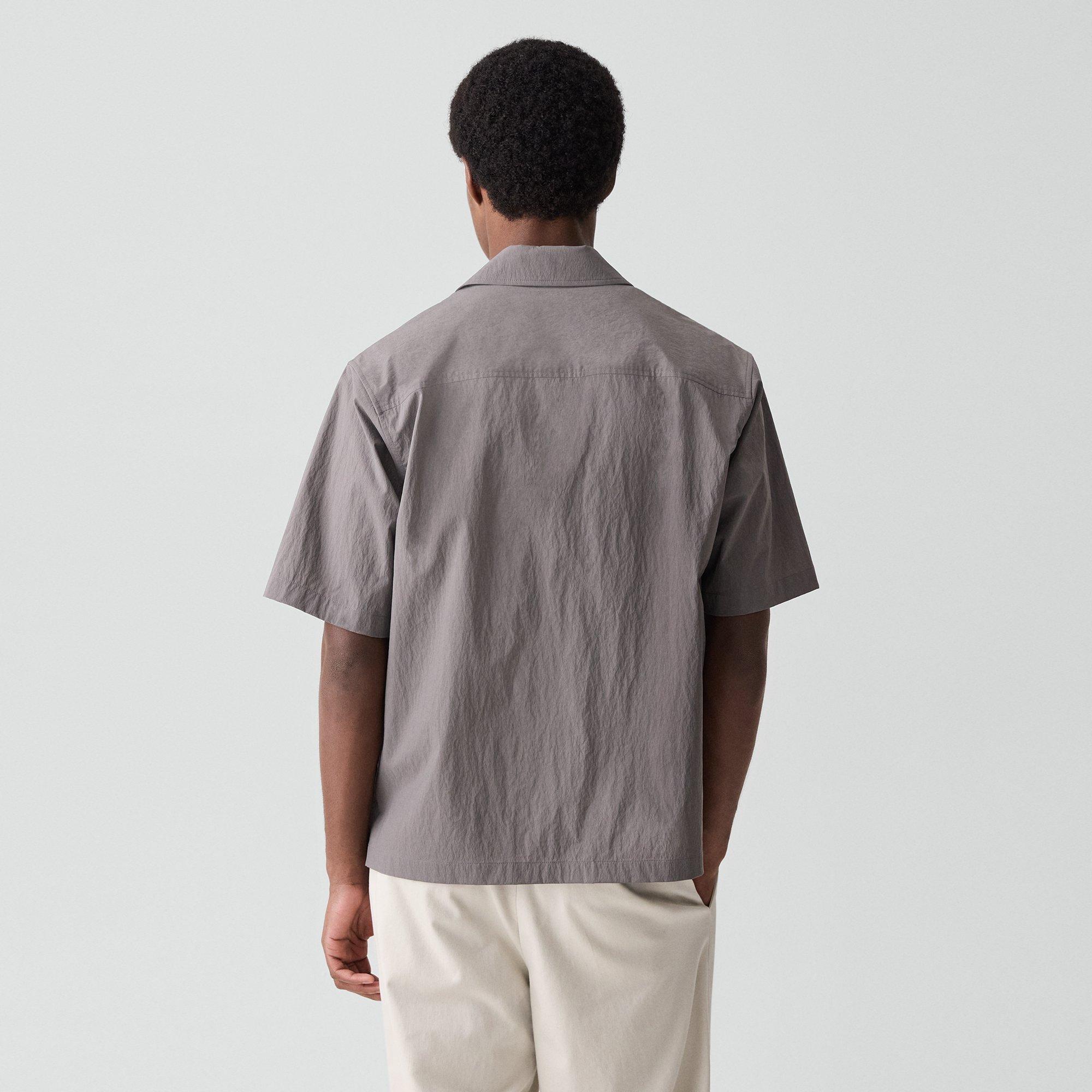 Short-Sleeve Overshirt in Textured Nylon