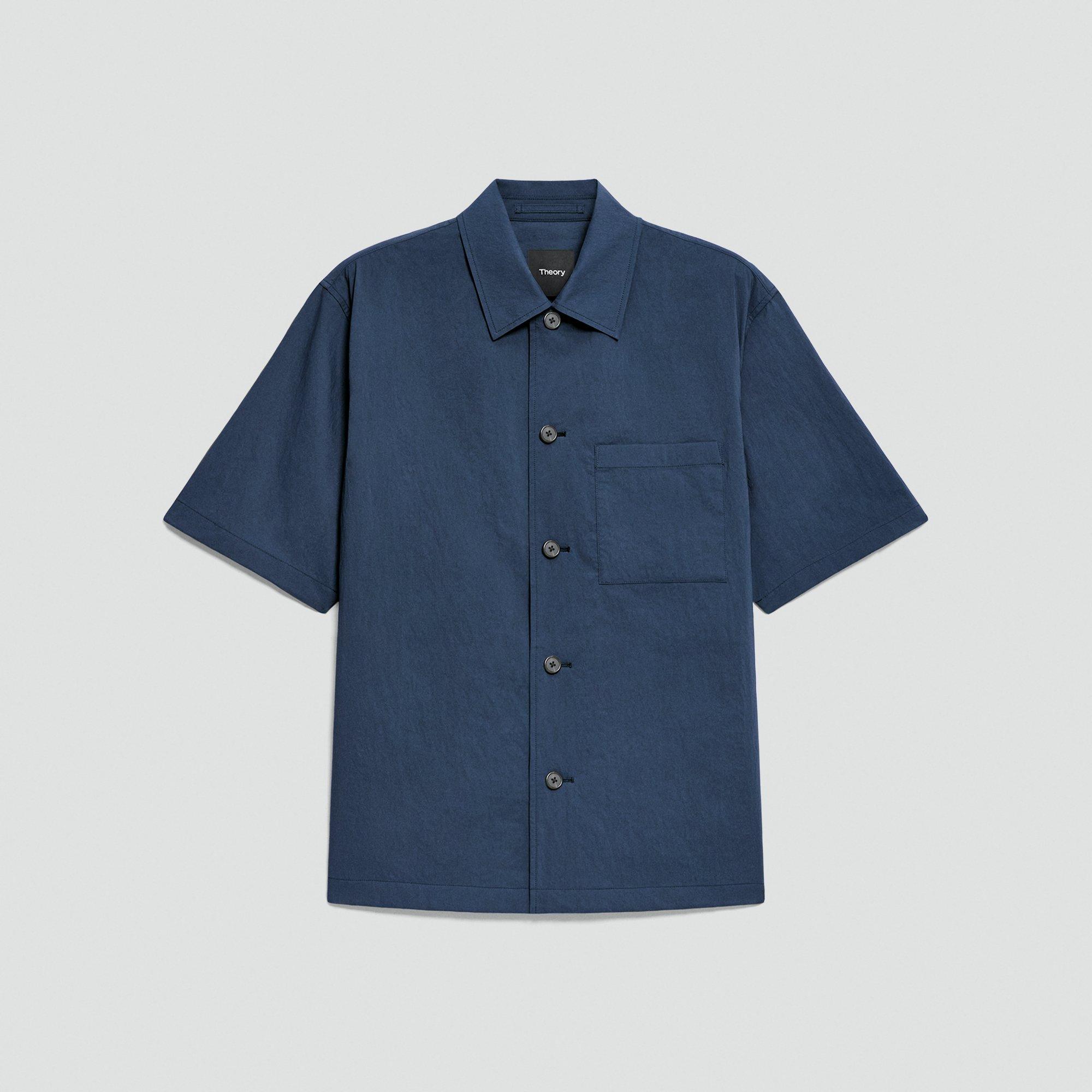 Short-Sleeve Overshirt in Textured Nylon