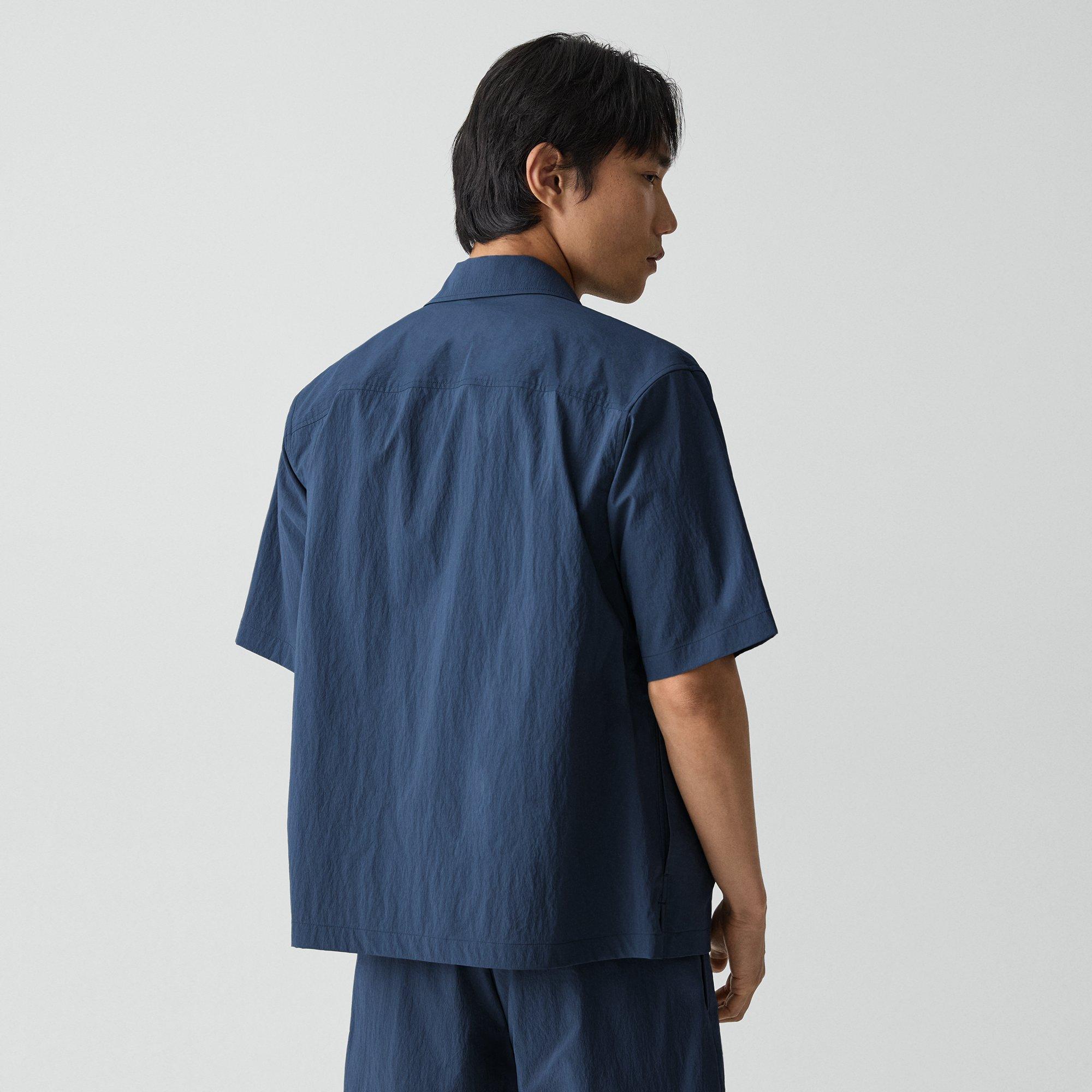 Short-Sleeve Overshirt in Textured Nylon