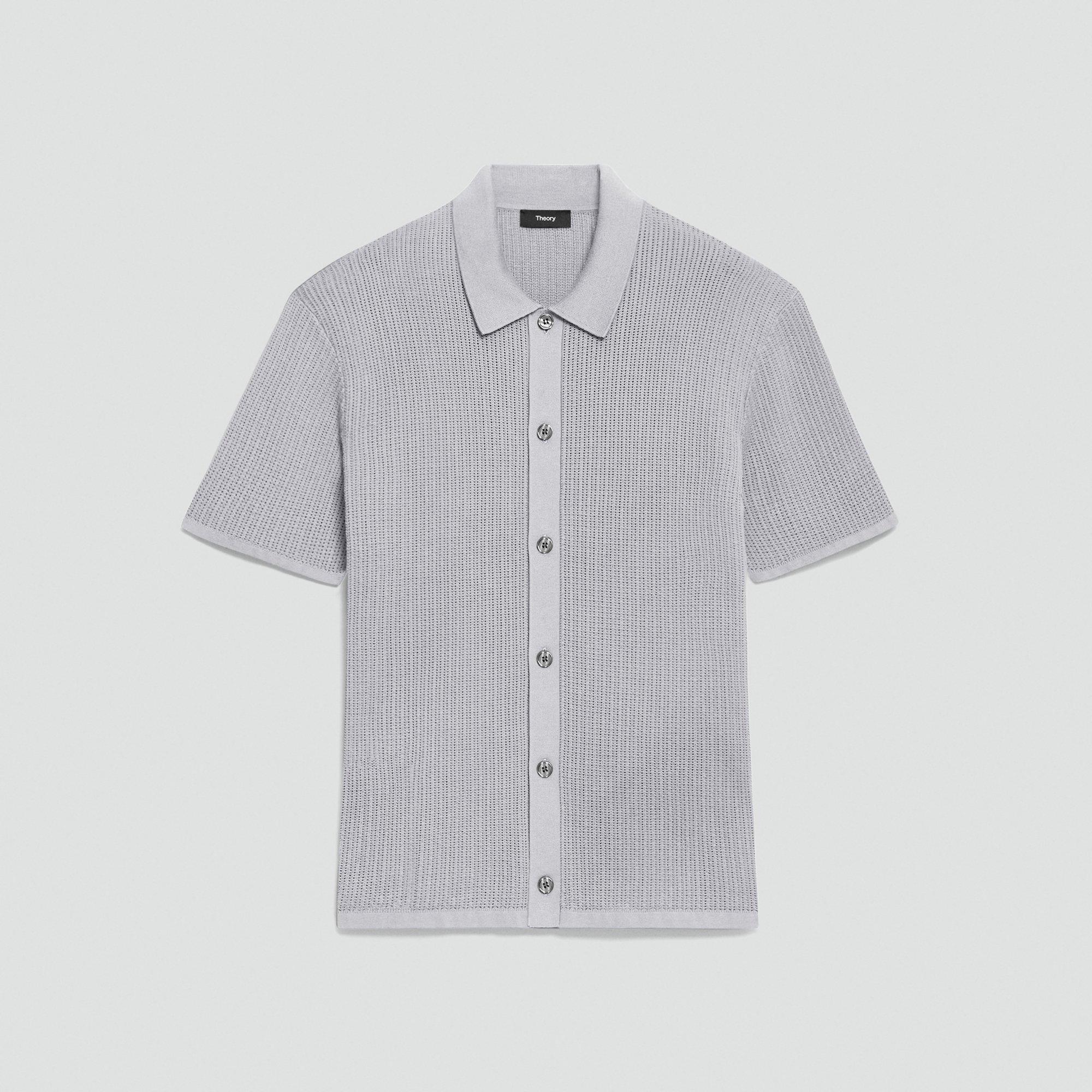 Mesh Button-Up Shirt in Cotton