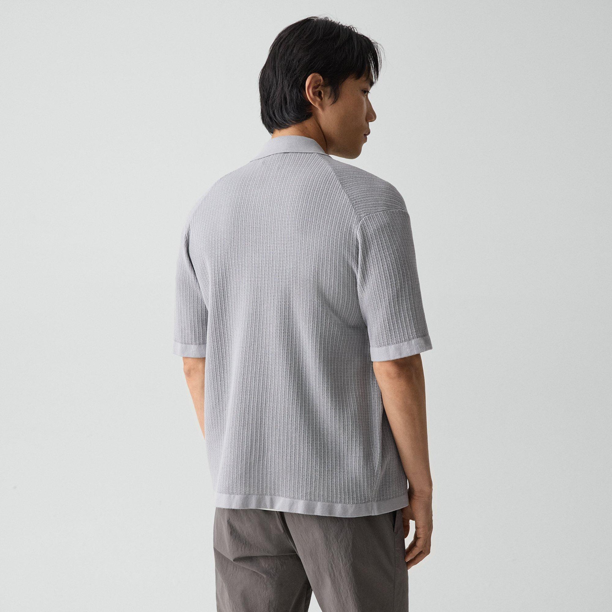 Mesh Button-Up Shirt in Cotton