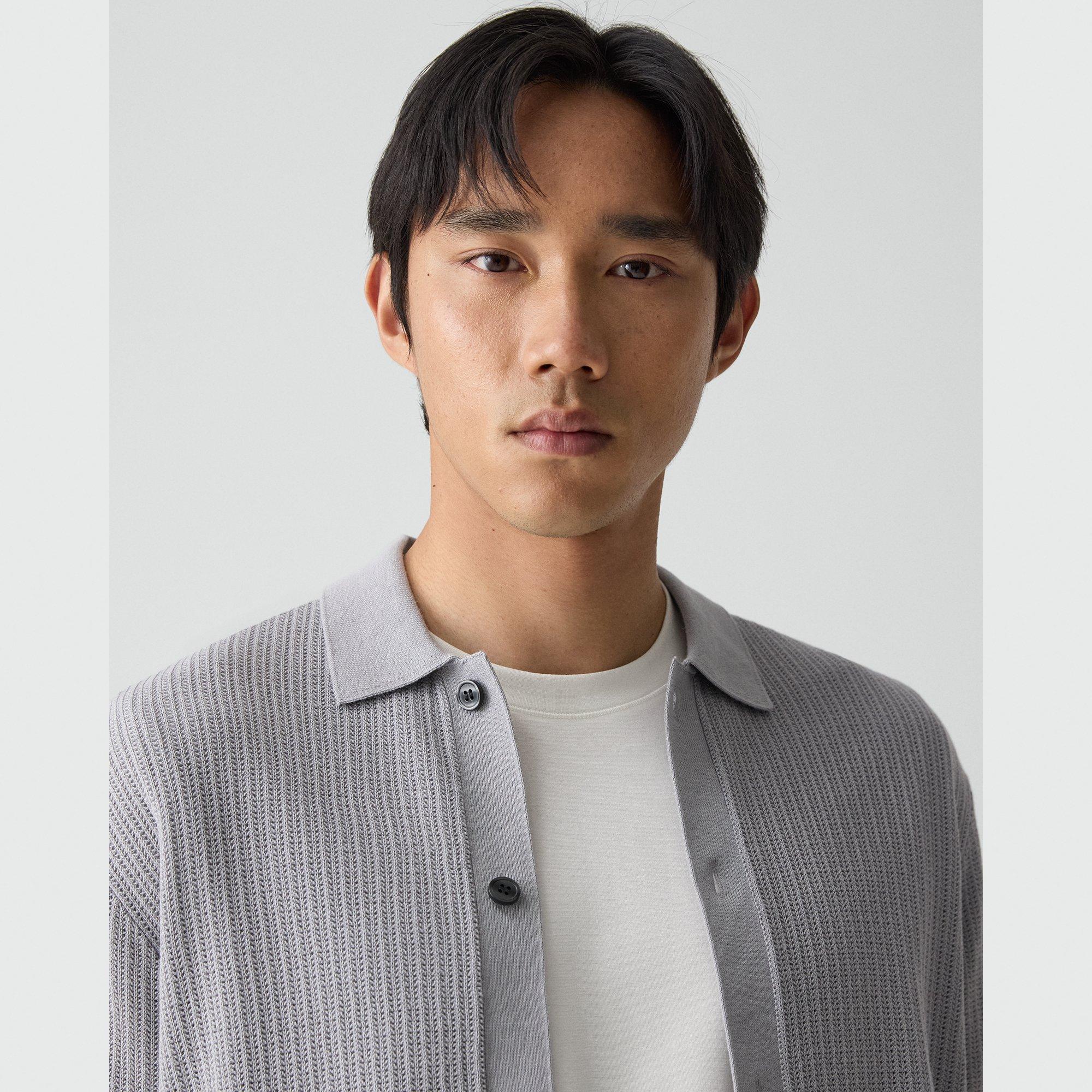 Mesh Button-Up Shirt in Cotton