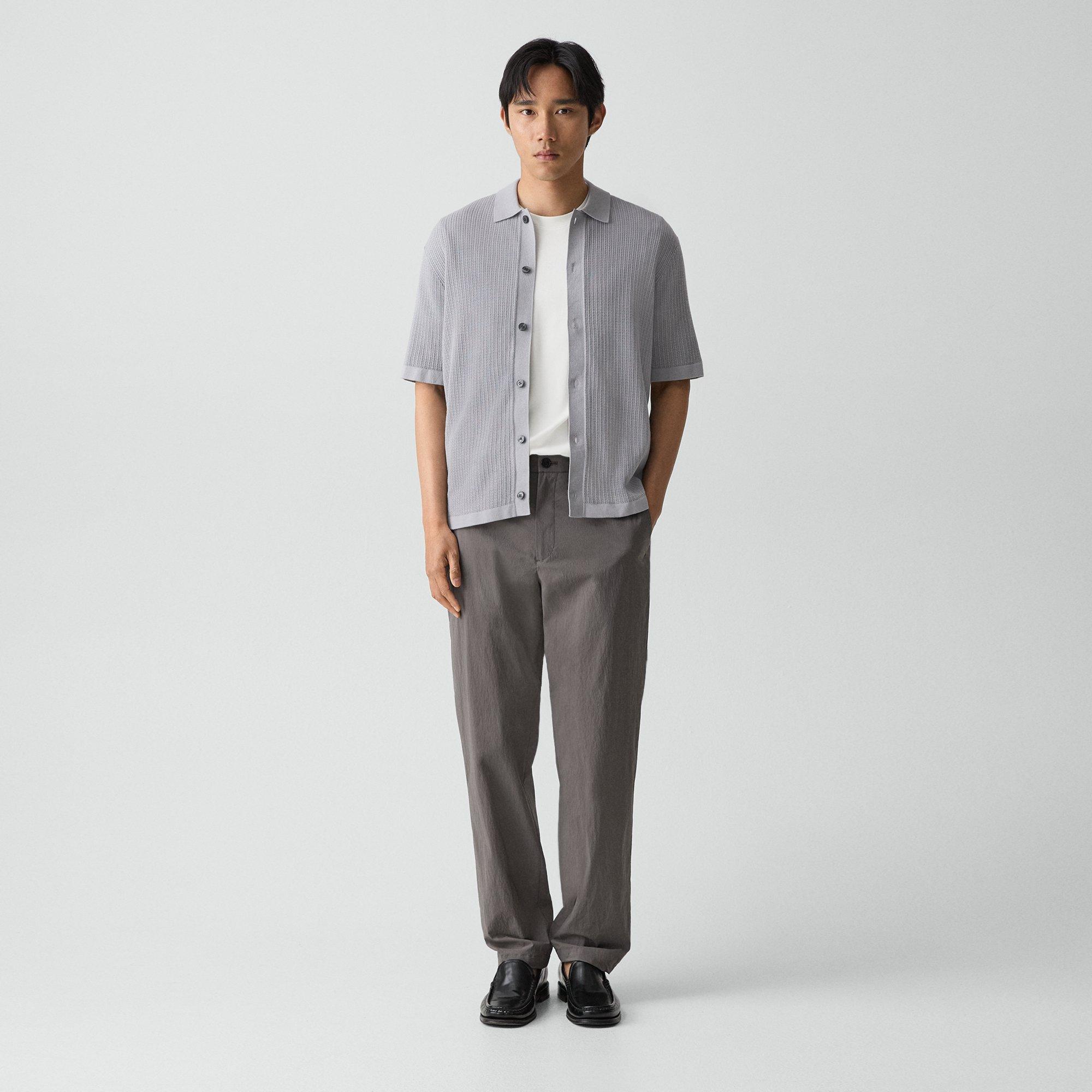 Mesh Button-Up Shirt in Cotton
