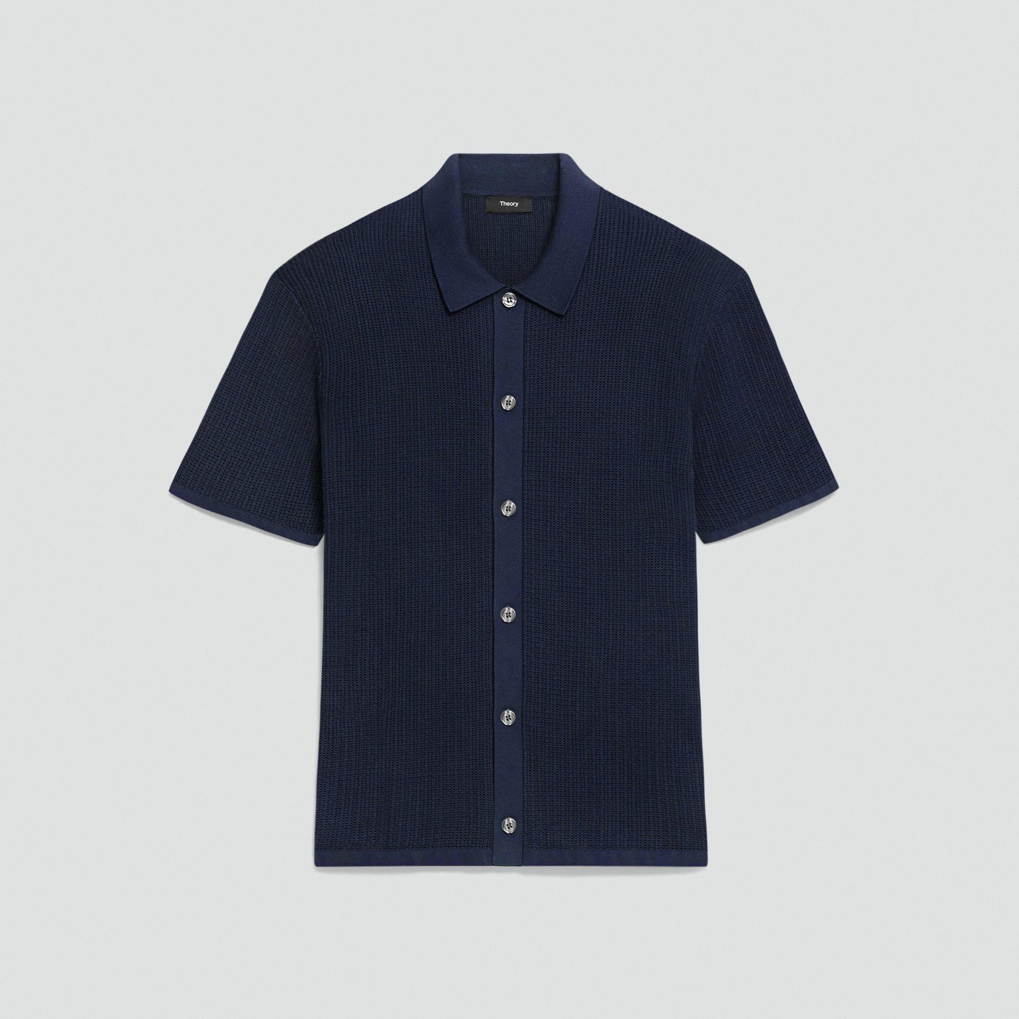 Mesh Button-Up Shirt in Cotton