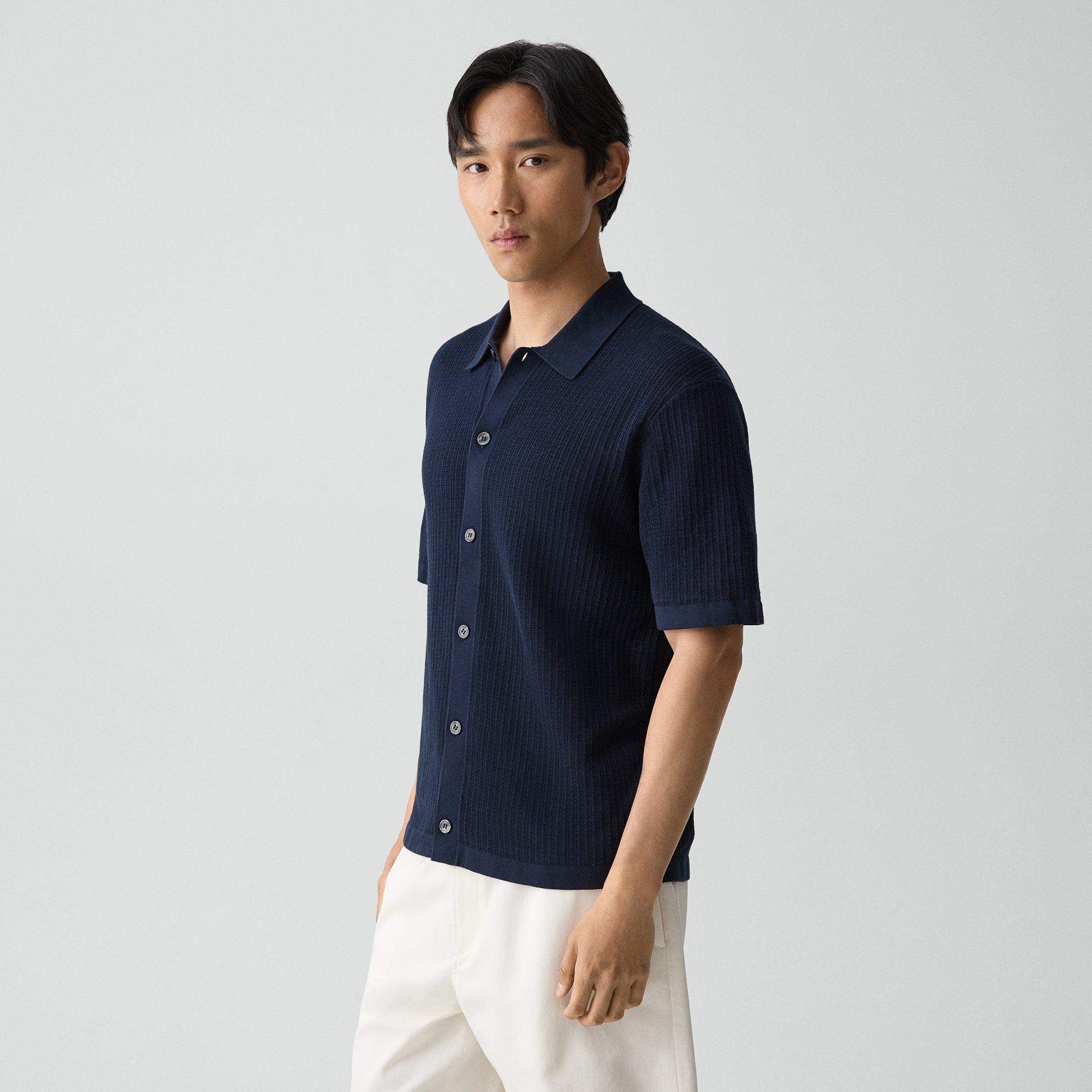 Mesh Button-Up Shirt in Cotton