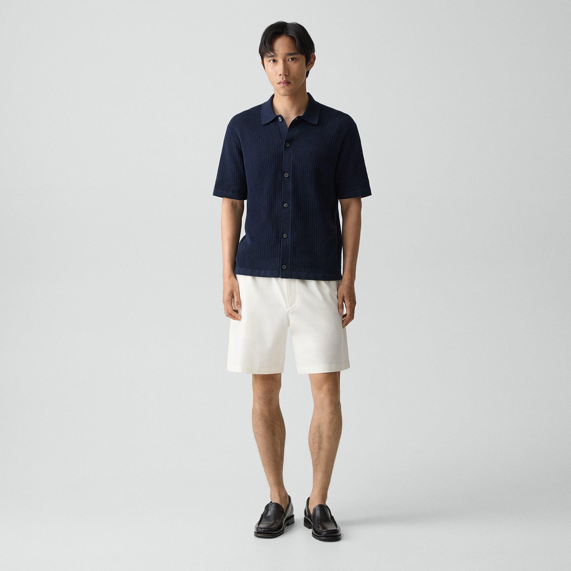 Mesh Button-Up Shirt in Cotton