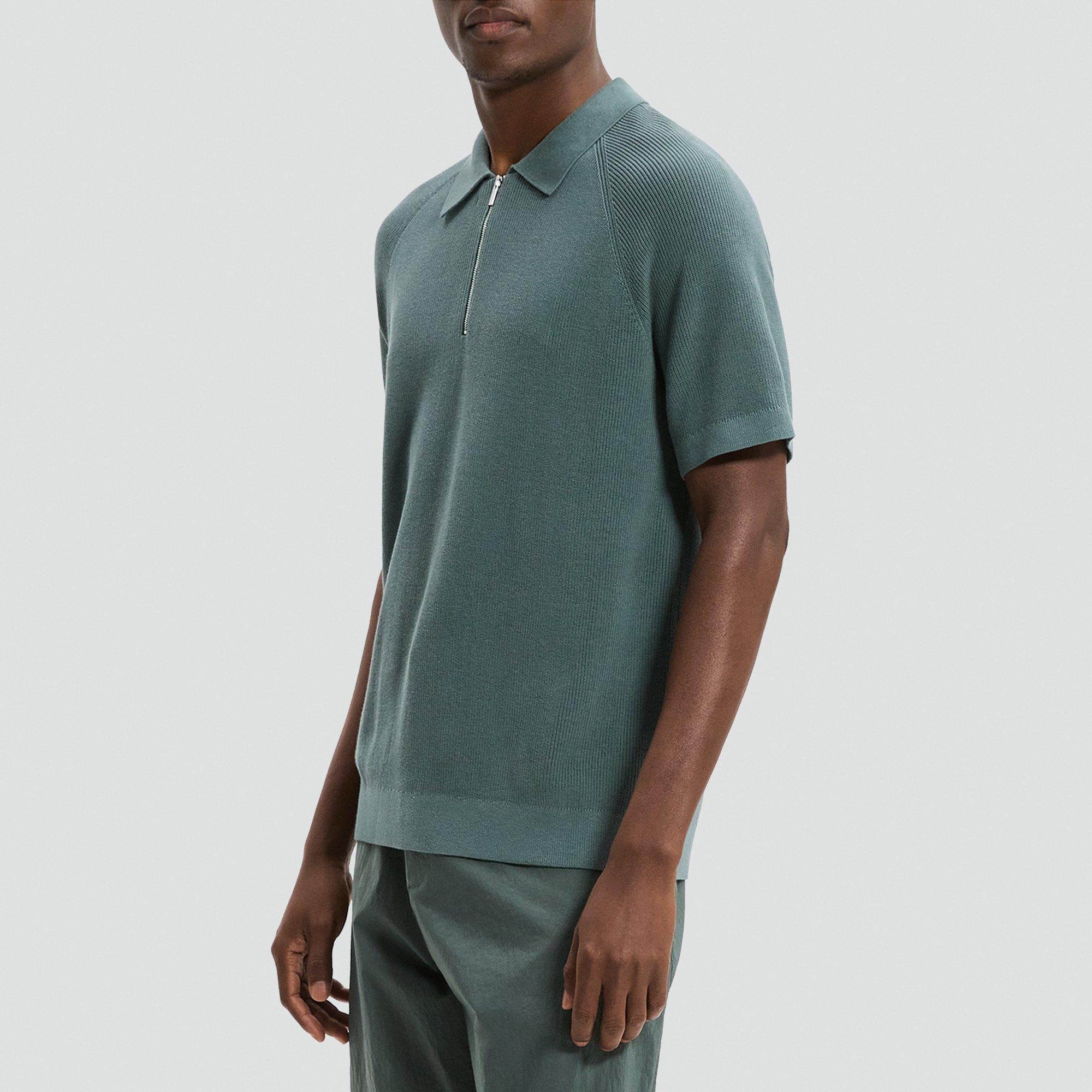 Zip Polo Shirt in Cotton