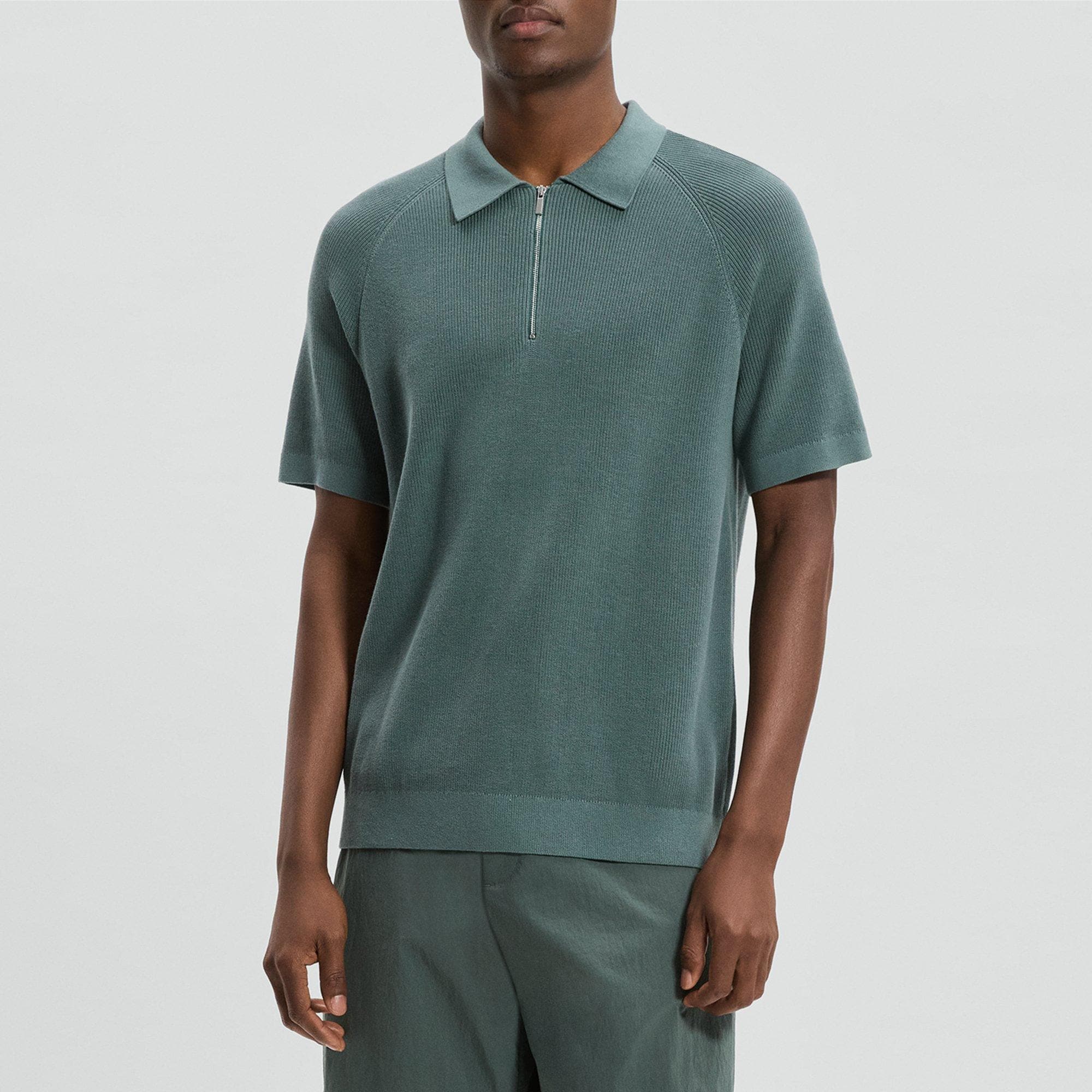 Zip Polo Shirt in Cotton